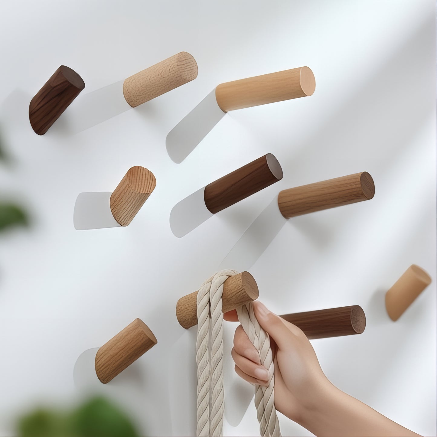 Patère individuelle en bois - Style bicolore & asymétrique (Lot de x10)
