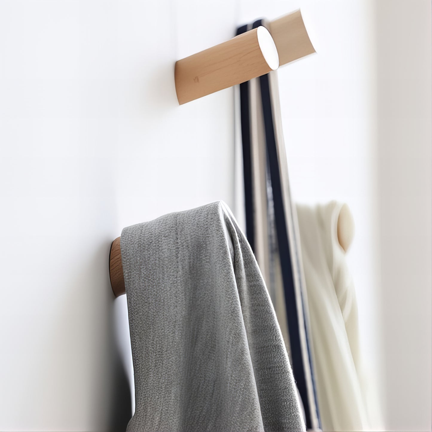 Patère individuelle en bois - Style bicolore & asymétrique (Lot de x10)