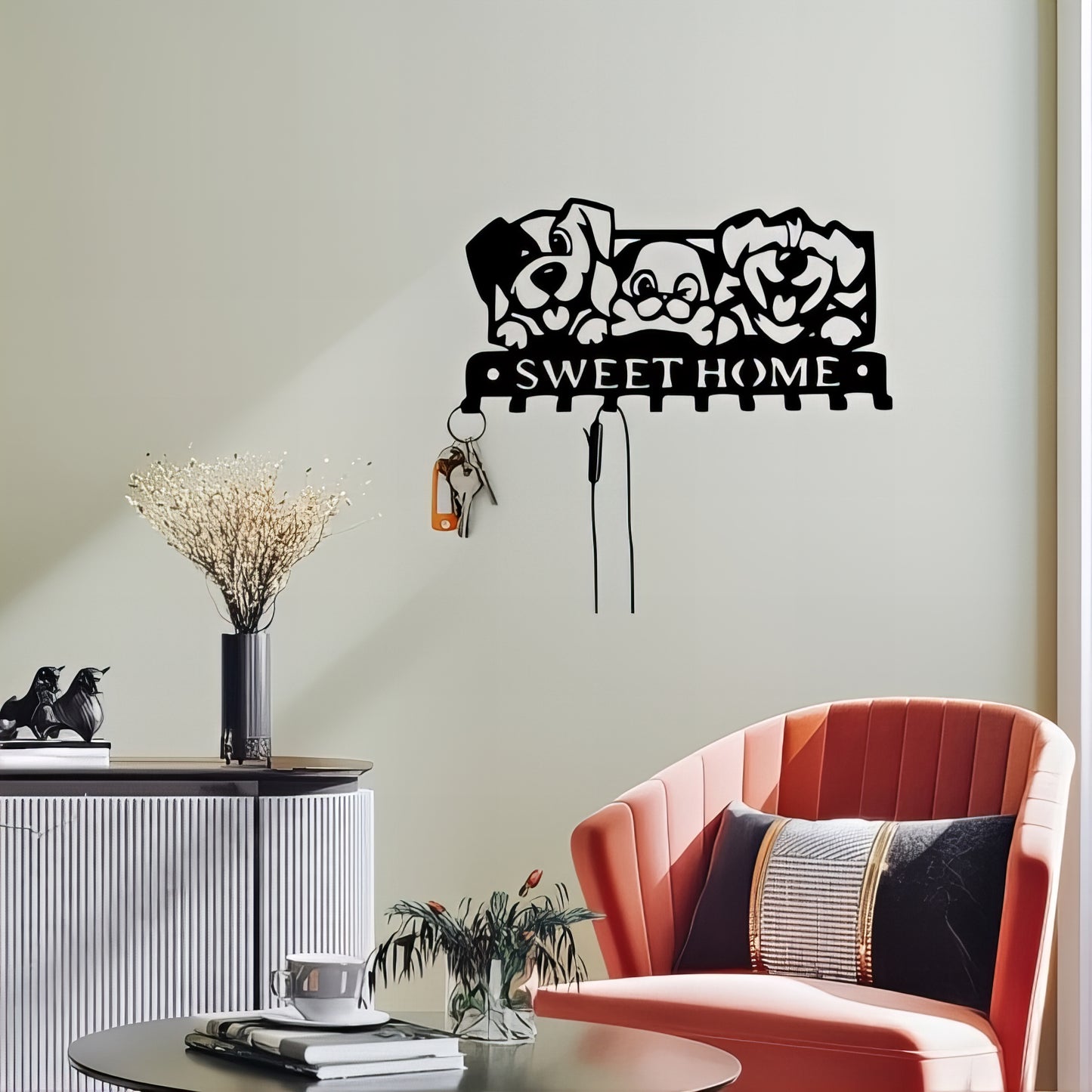Porte-manteau & clés mural - Style chiens heureux