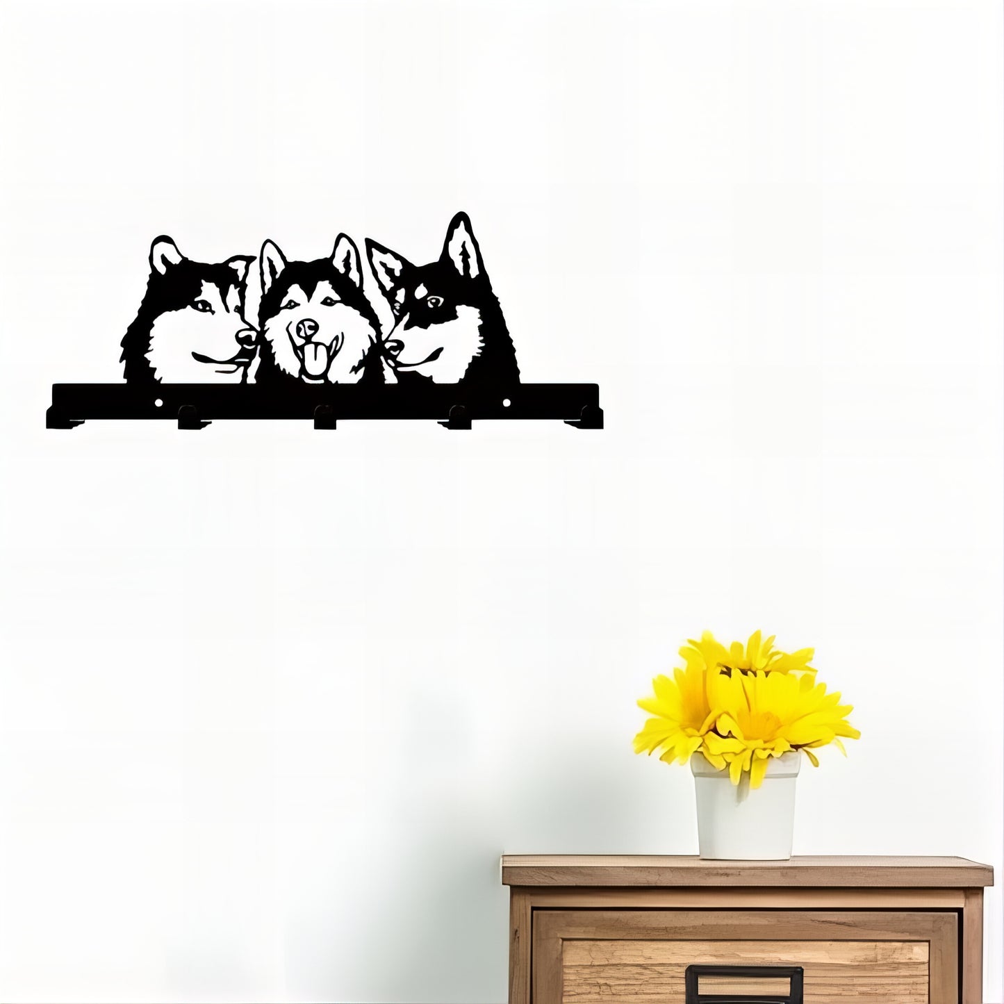 Porte-manteau mural & clés - Style chiens Husky