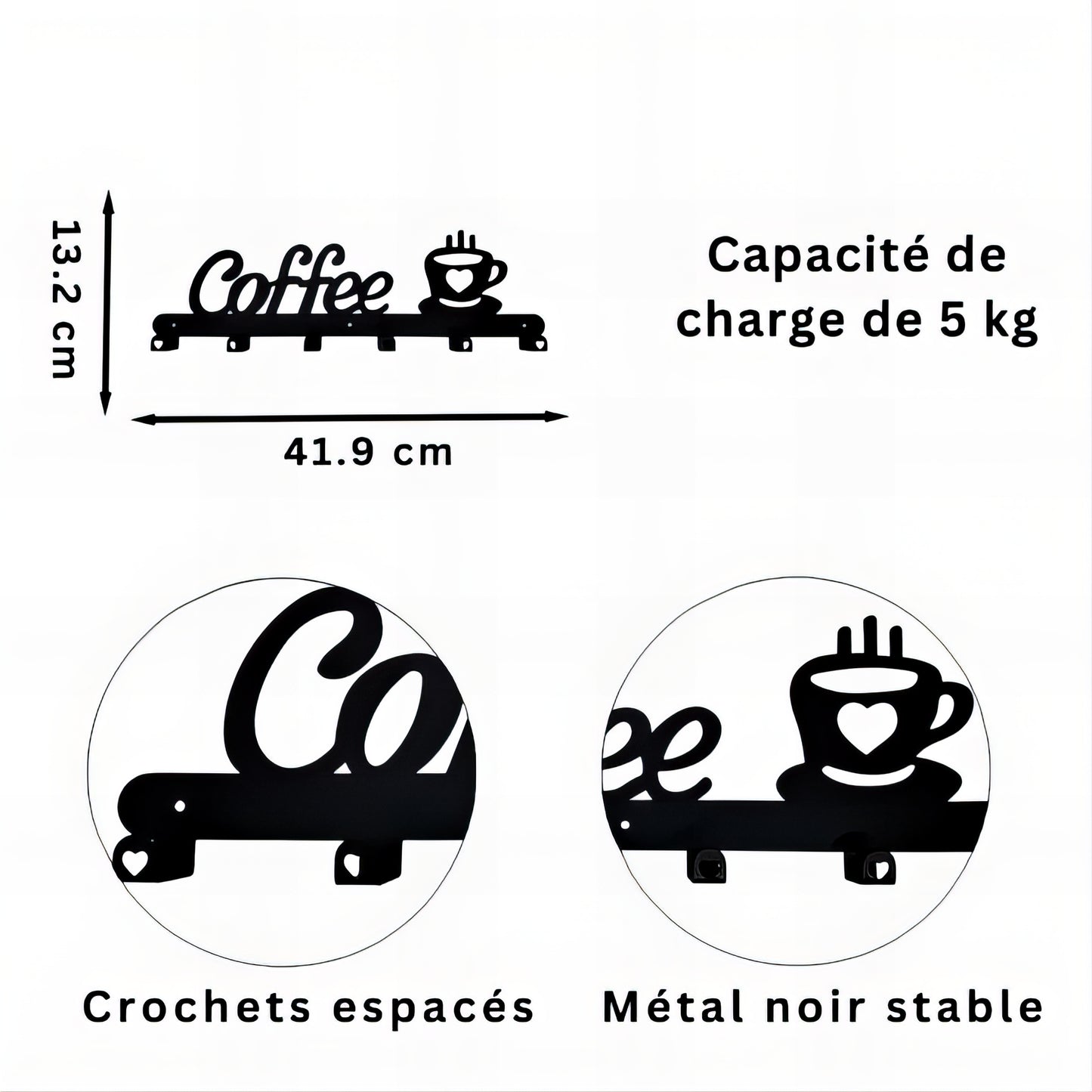 Porte-manteau mural & clés - Style coffee