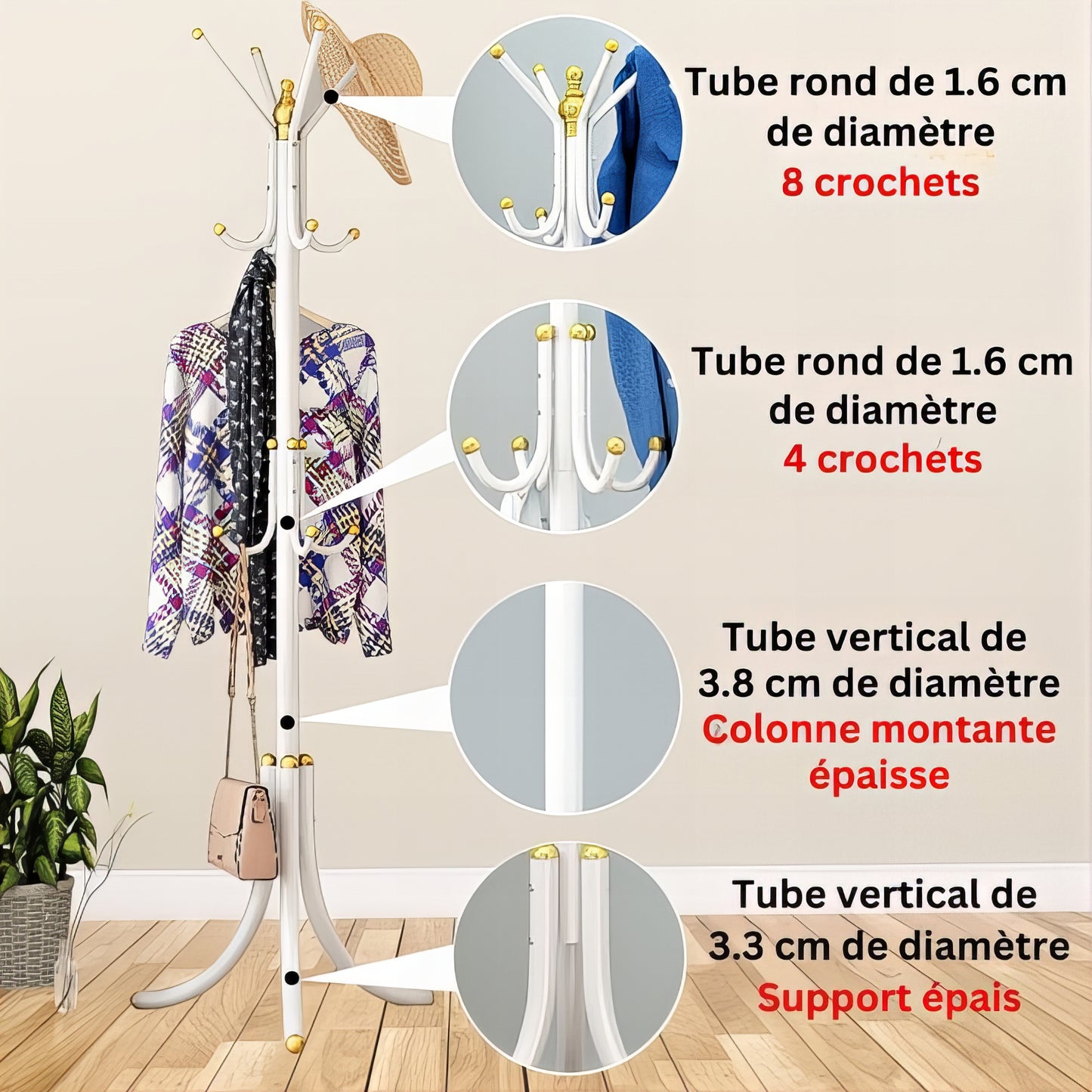 Porte-manteau sur pied - Style classique