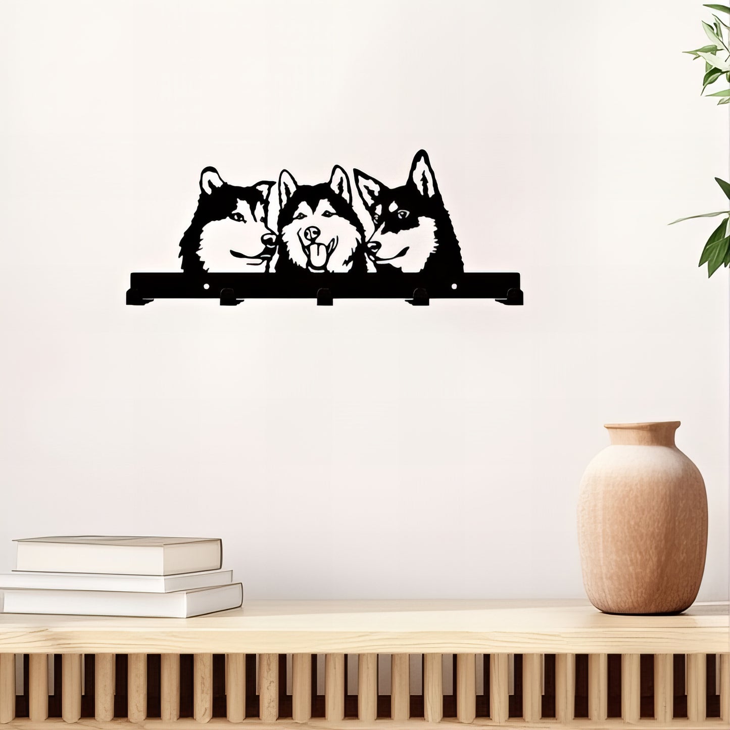 Porte-manteau mural & clés - Style chiens Husky
