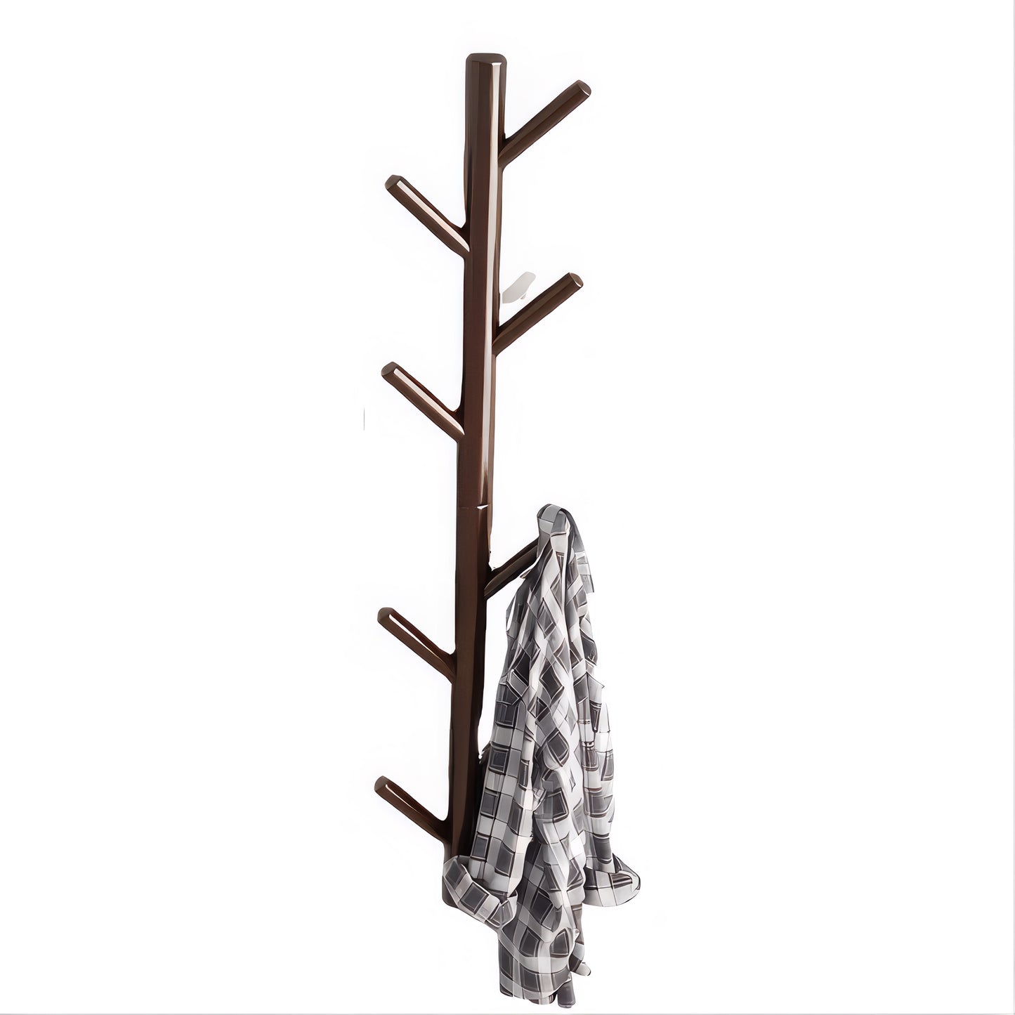 Porte-manteau mural en bois vernis - Style vertical à branche