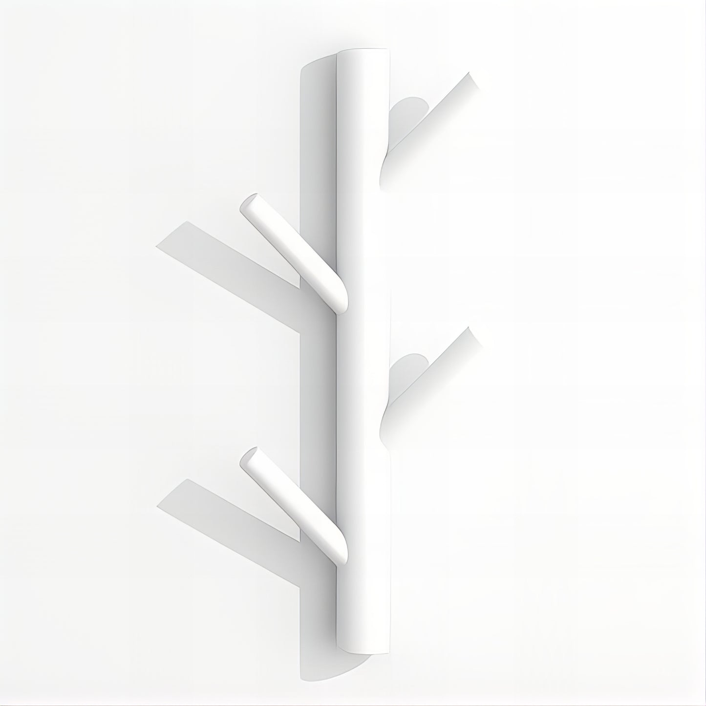 Porte-manteau mural en bois blanc - Style vertical à branche