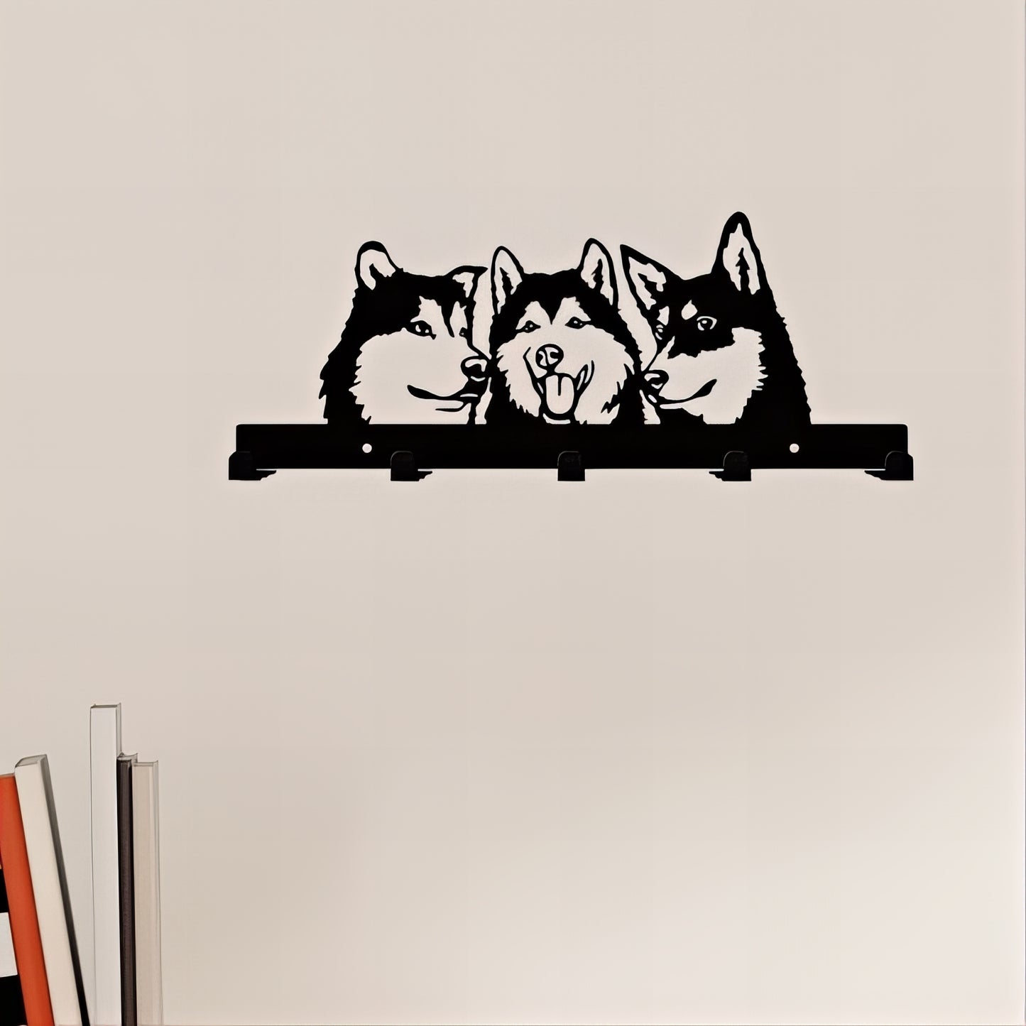 Porte-manteau mural & clés - Style chiens Husky
