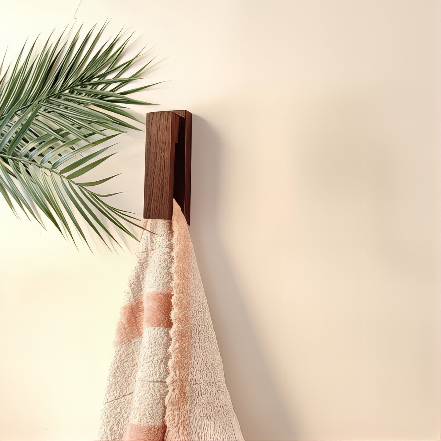Patère murale à pince de salle de bain - Style bois