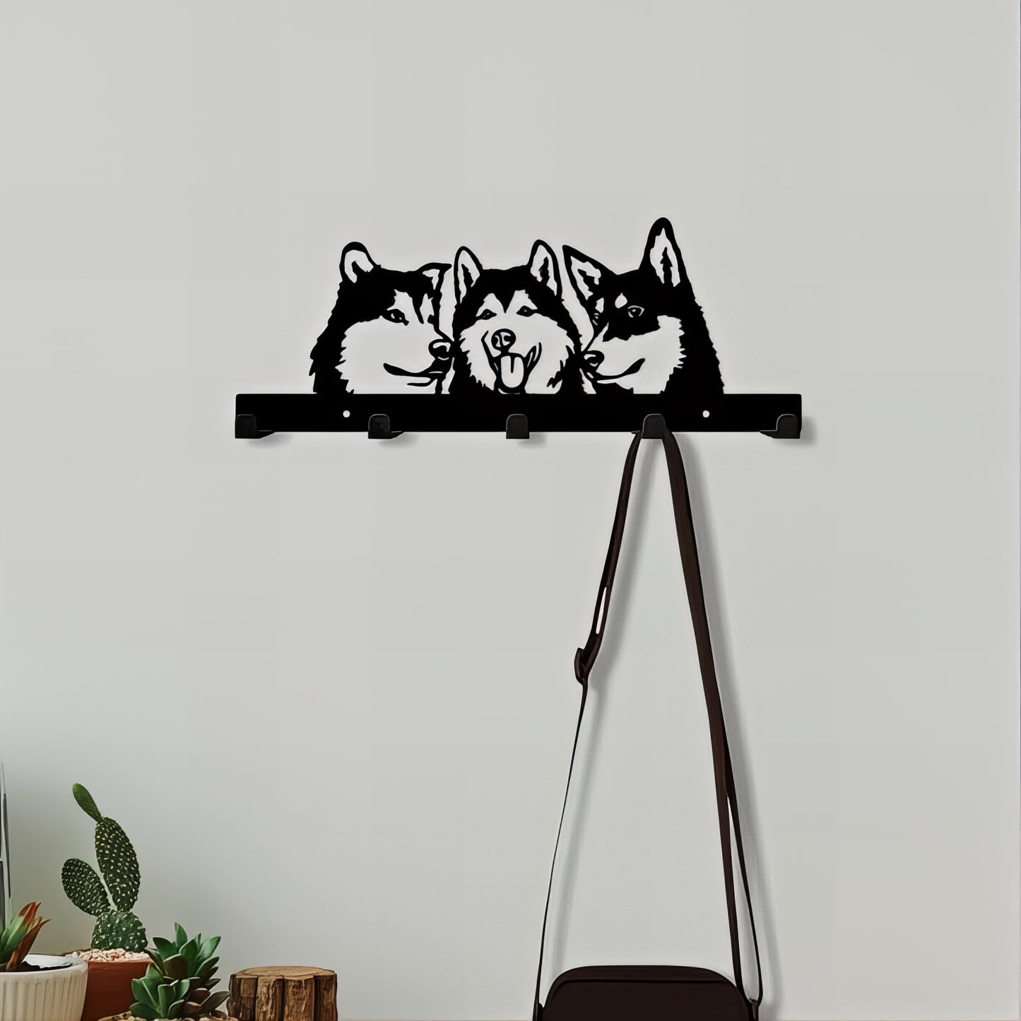 Porte-manteau mural & clés - Style chiens Husky