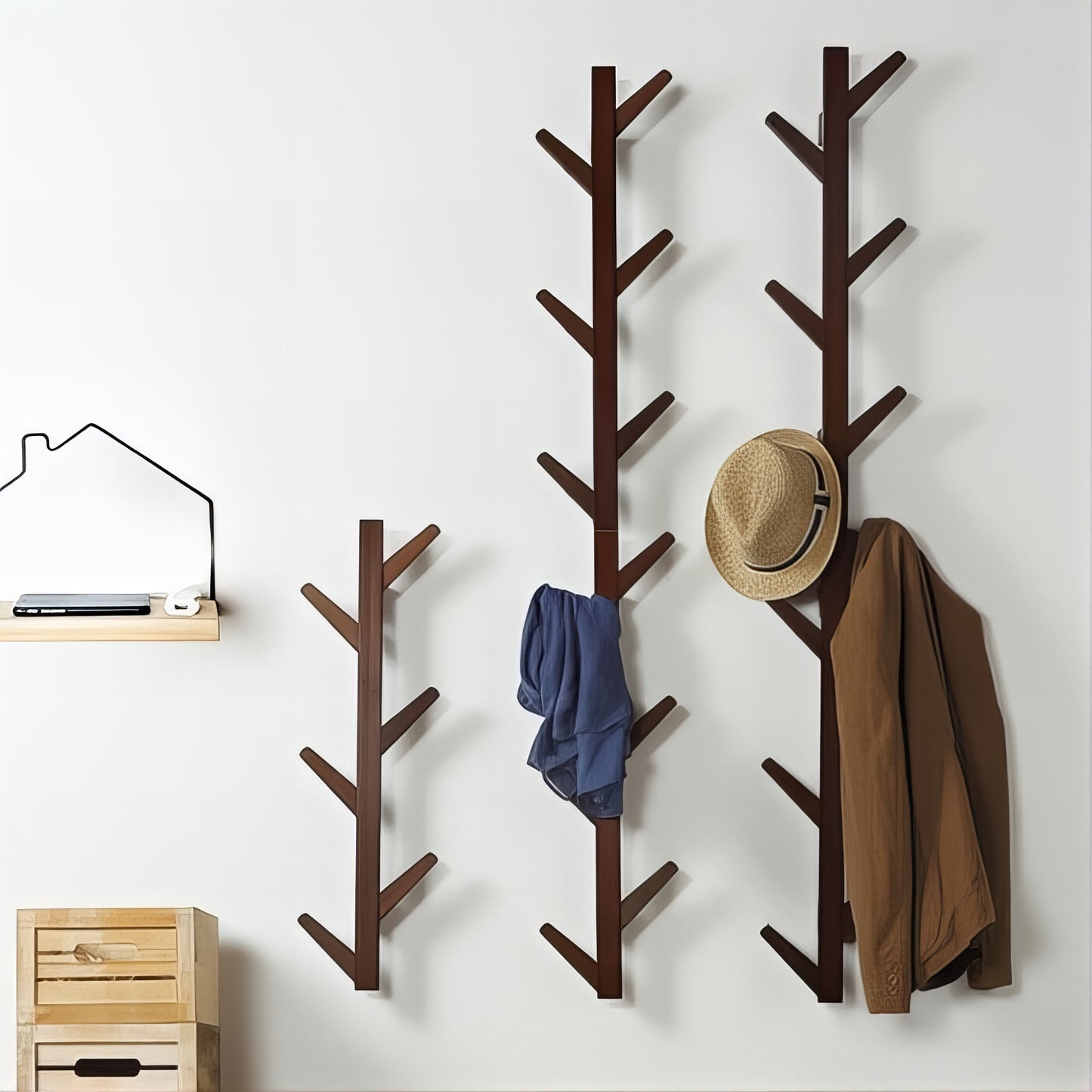 Patère Murale en Bambou Forme Arbre