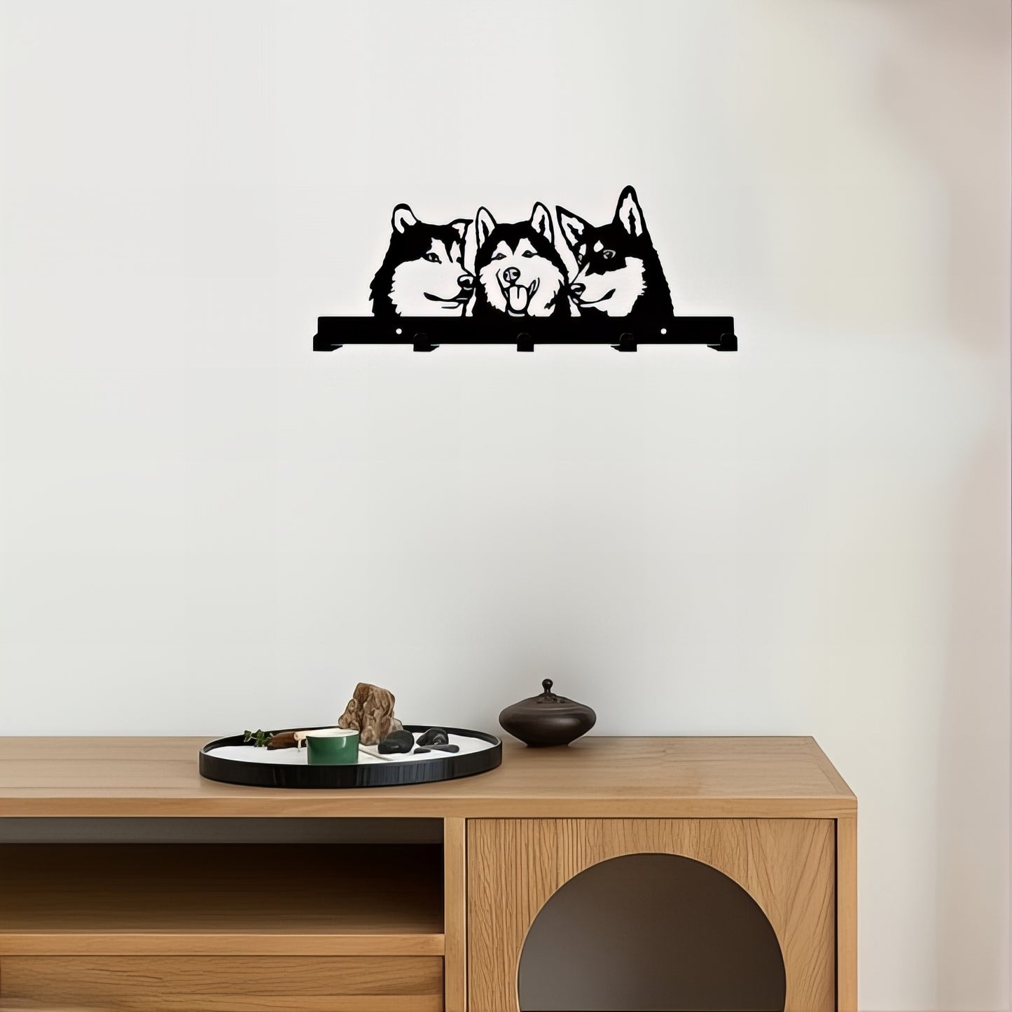 Porte-manteau mural & clés - Style chiens Husky