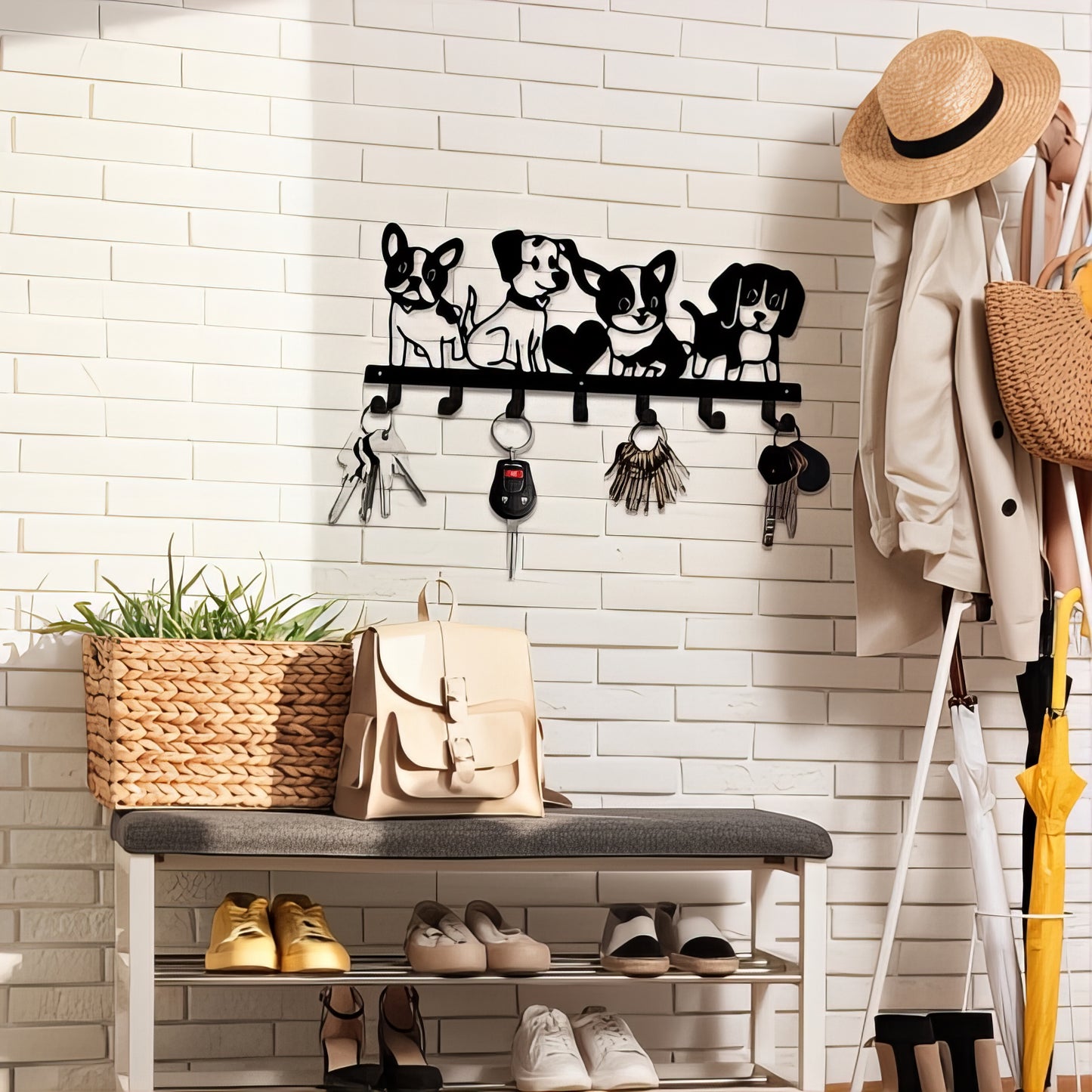 Porte-manteau mural & clés - Style chiens