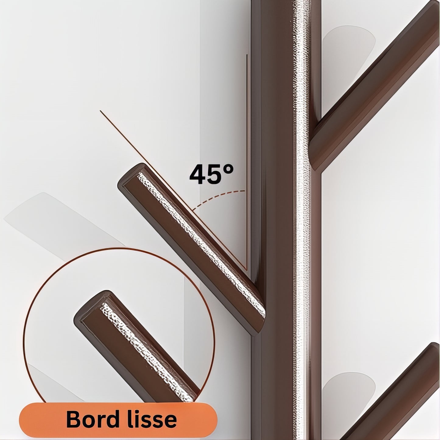 Porte-manteau mural en bois vernis - Style vertical à branche