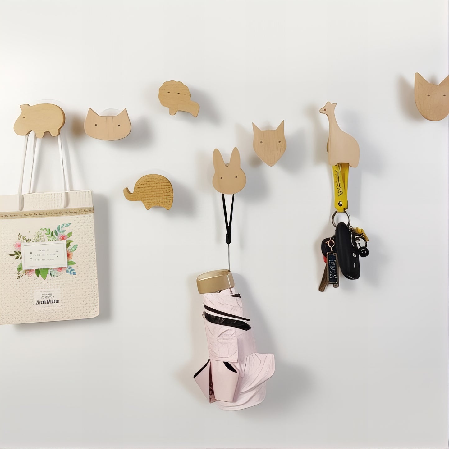 Patère en Bois pour enfant - Animaux de la Savane (Lot x8)