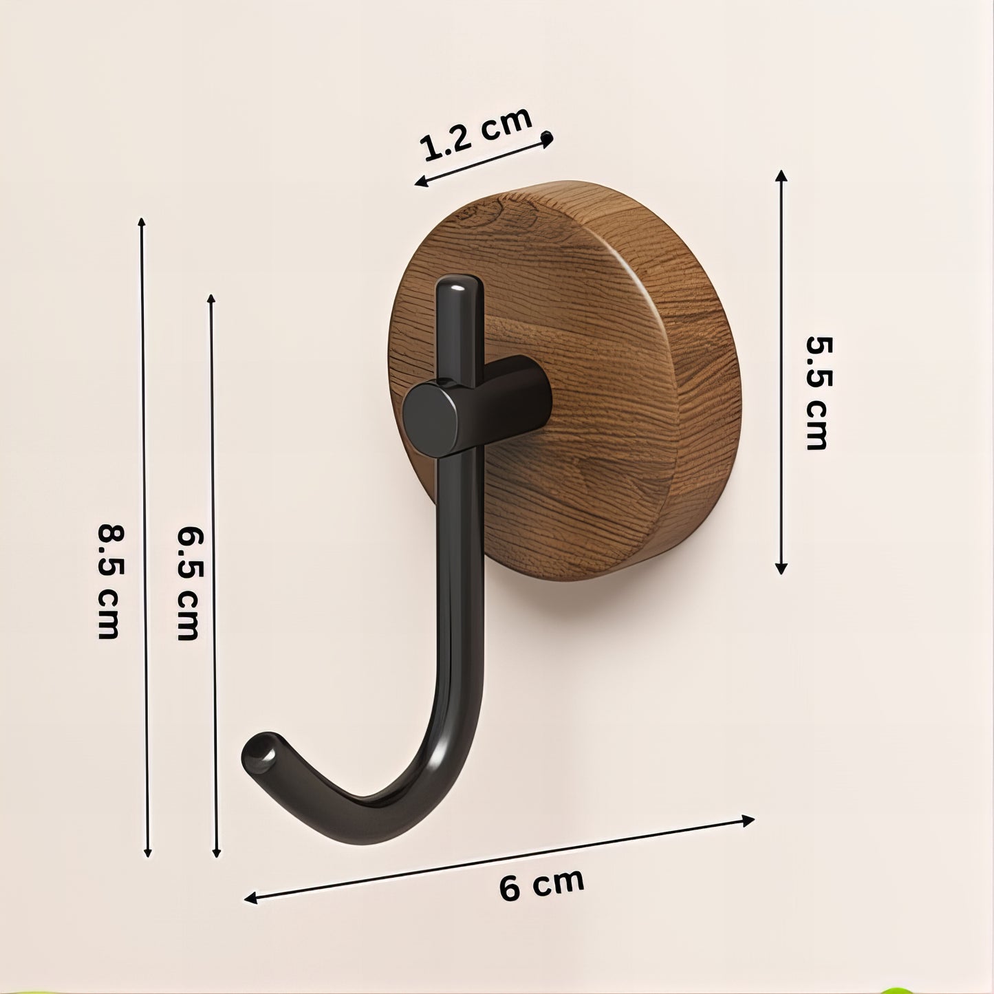 Patère individuelle en bois avec crochet - Style rond (Lot x4)