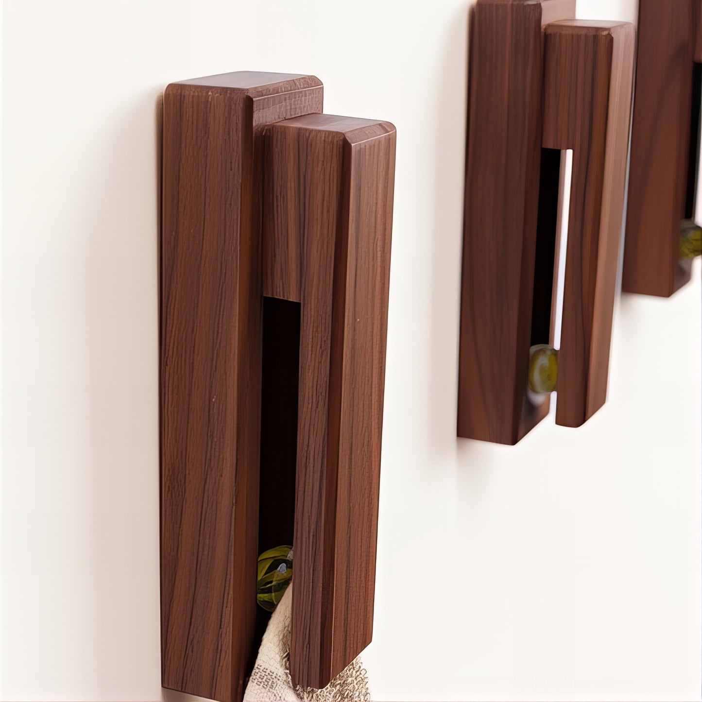 Patère murale à pince de salle de bain - Style bois