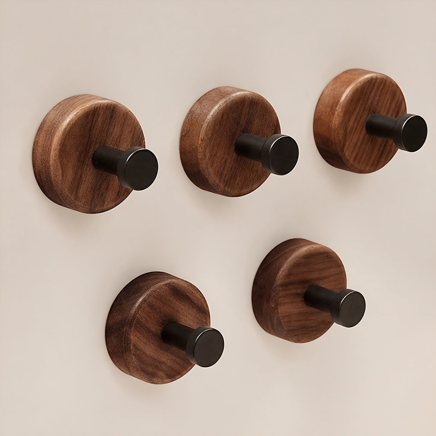 Patère individuelle en bois vernis - Style rond (Lot x4)