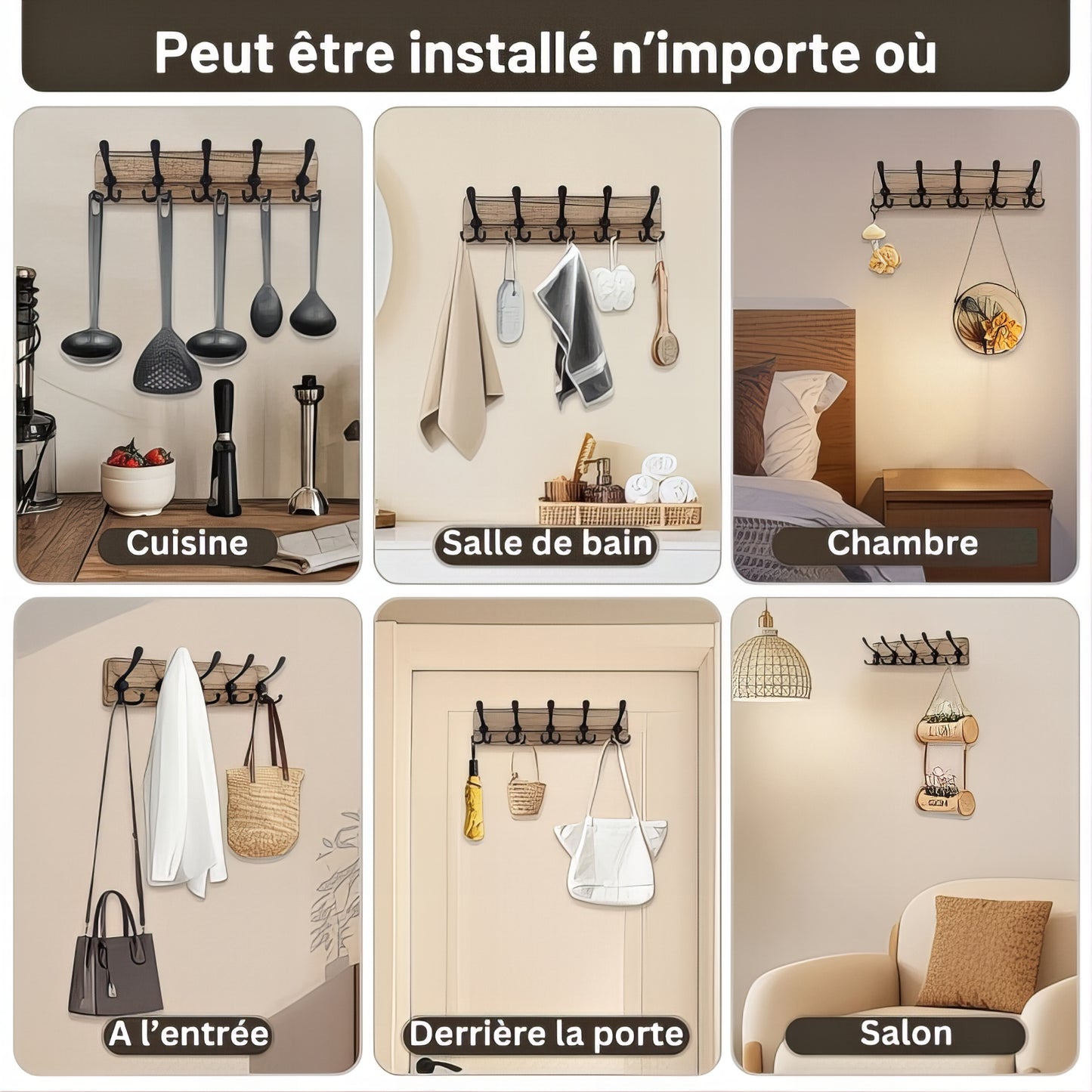 Porte-manteau mural - Style champêtre