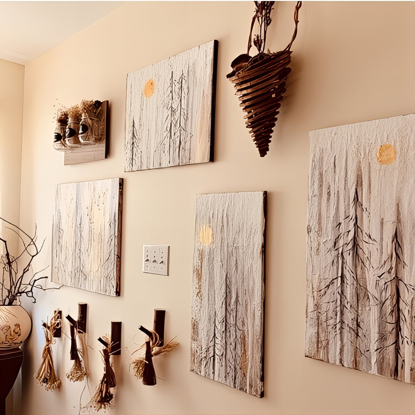 Patère individuelle en bois - Style Forêt (Lot de x4)