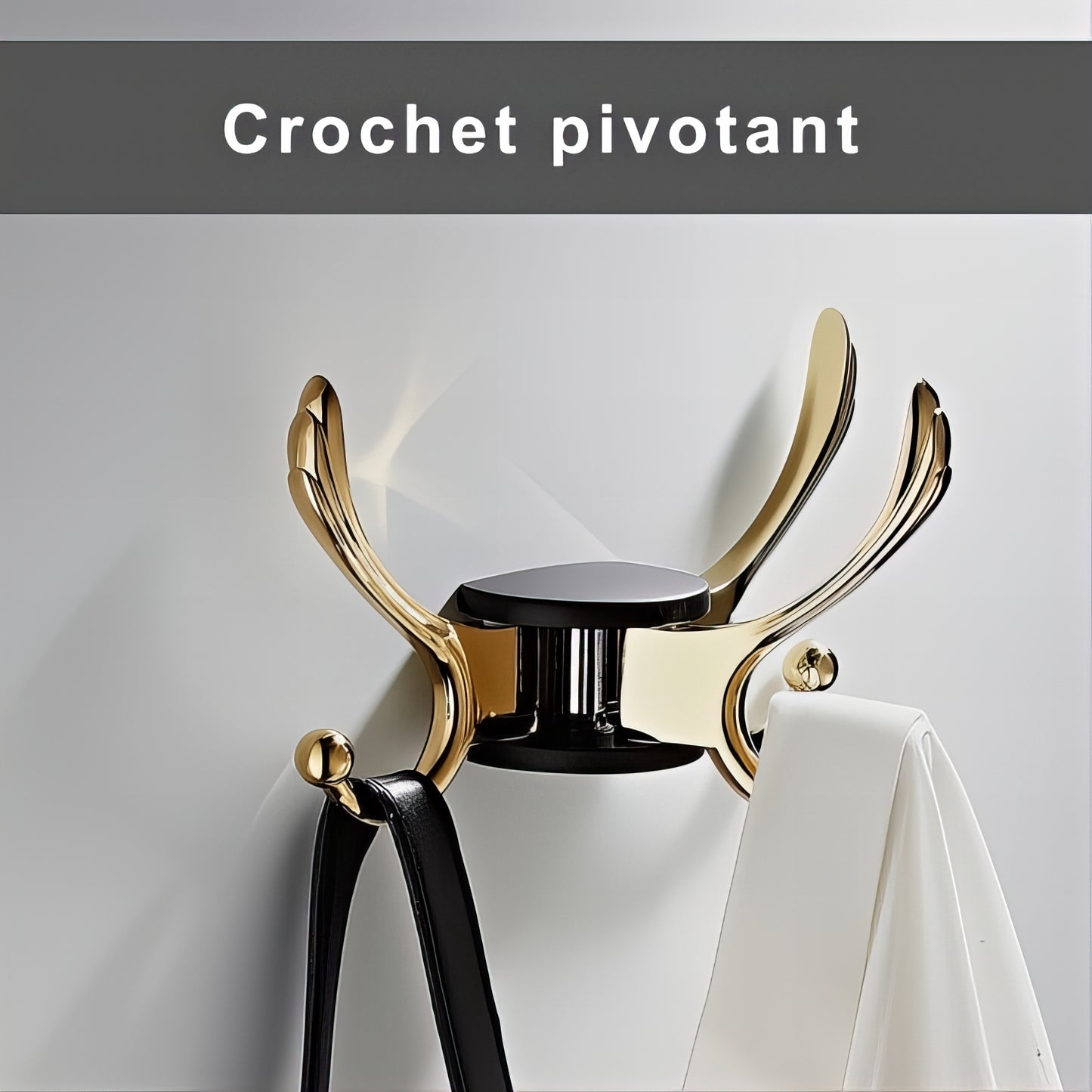 Porte-Manteau Mural Demi Perroquet Noir et Doré