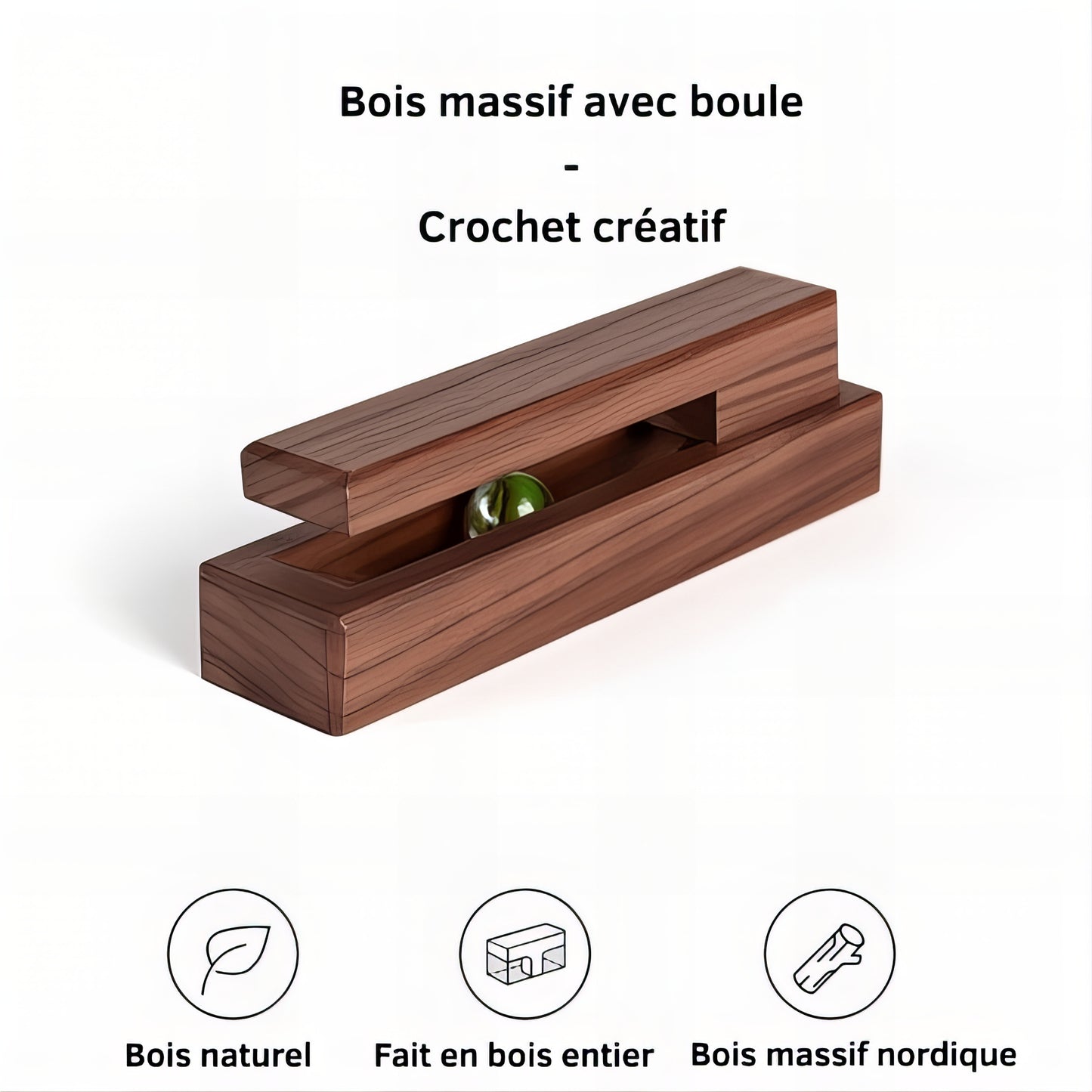 Patère murale à pince de salle de bain - Style bois