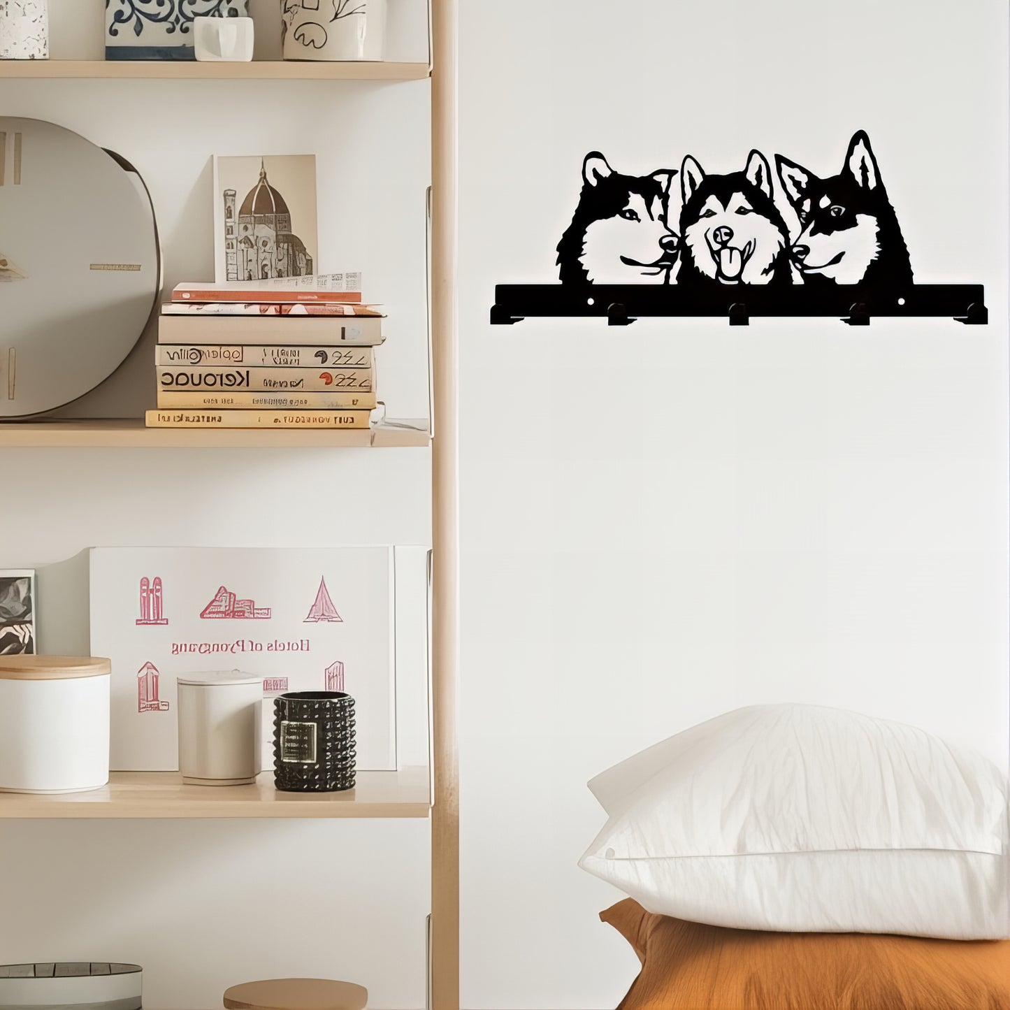 Porte-manteau mural & clés - Style chiens Husky