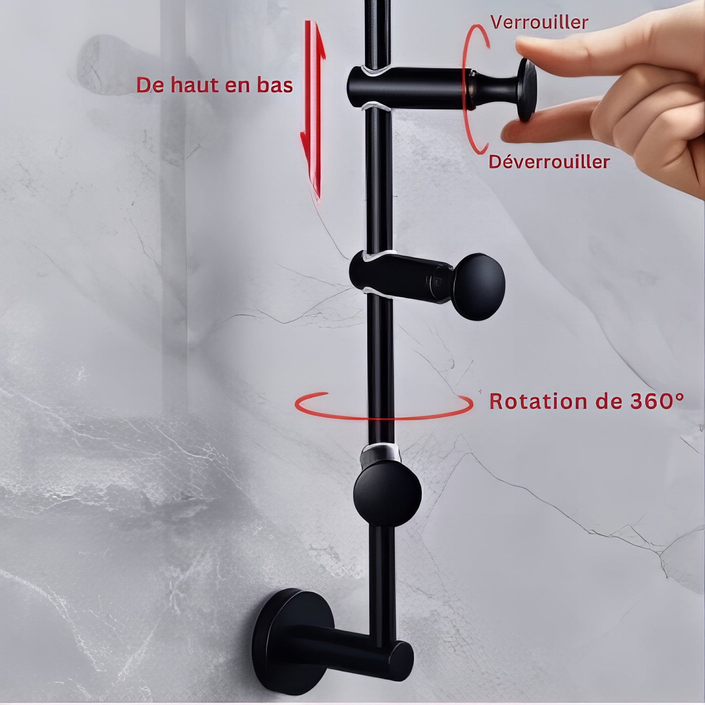 Patère Murale Verticale Noire