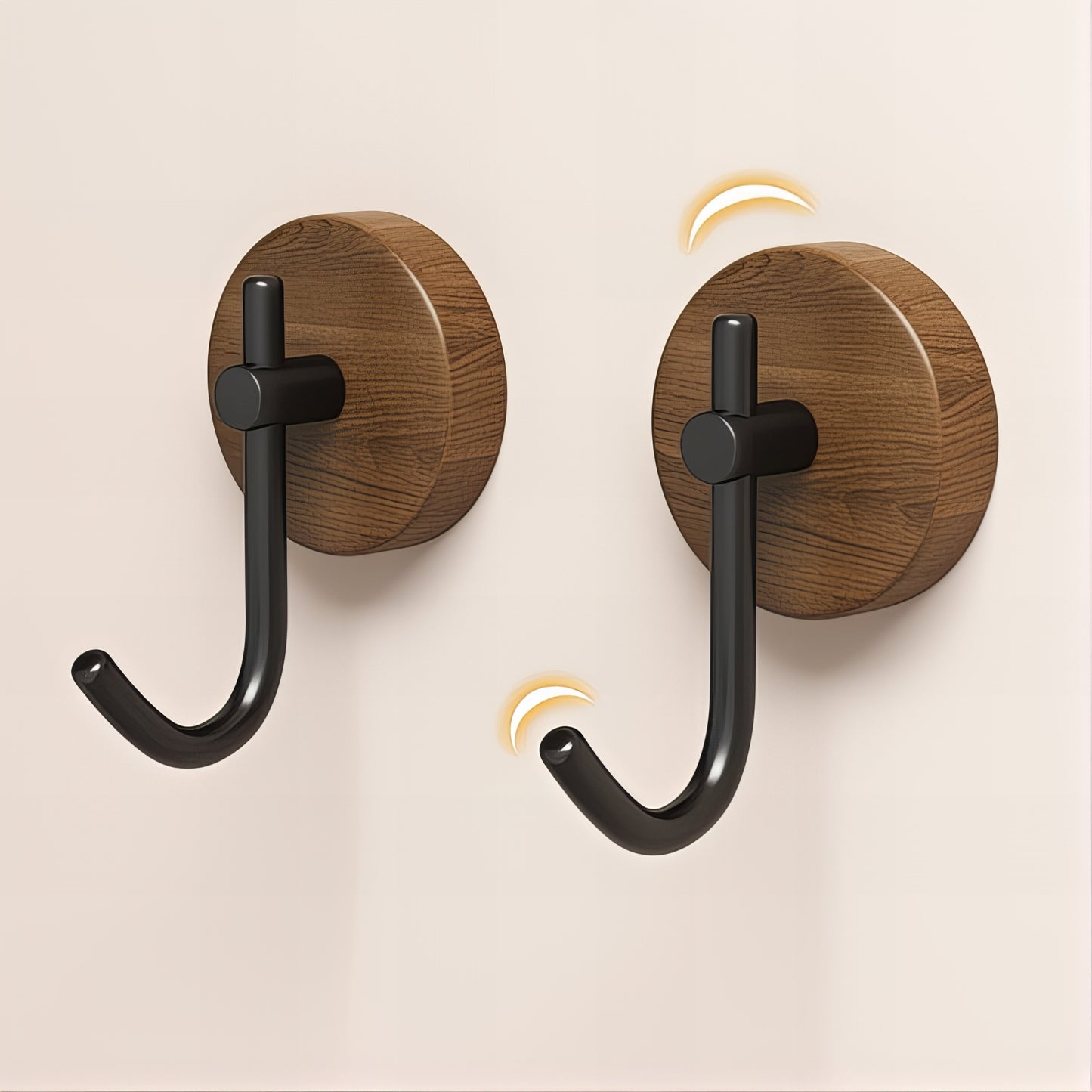 Patère individuelle en bois avec crochet - Style rond (Lot x4)