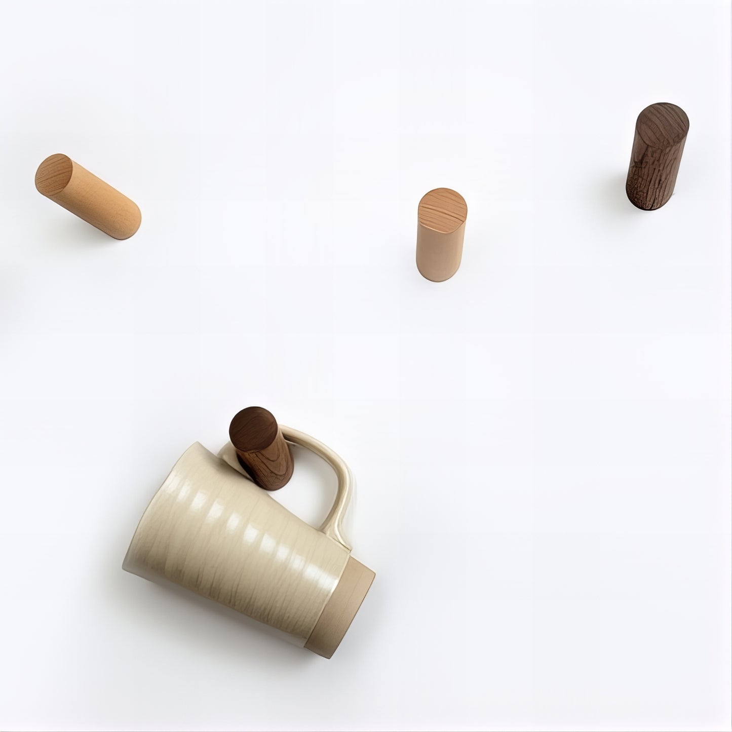 Patère individuelle en bois - Style bicolore & asymétrique (Lot de x10)