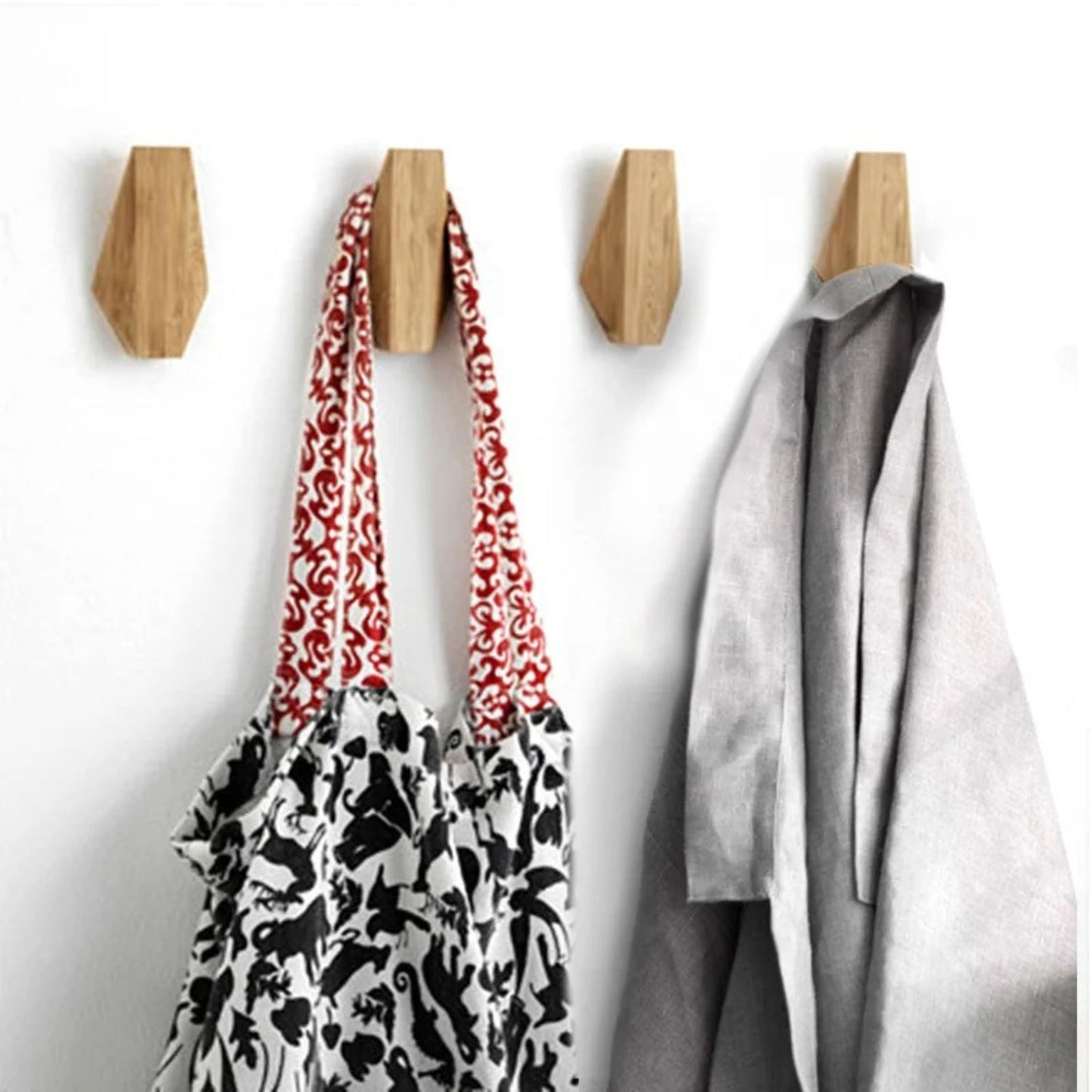 Patère individuelle en bois - Style Hexagonal (Lot x4)
