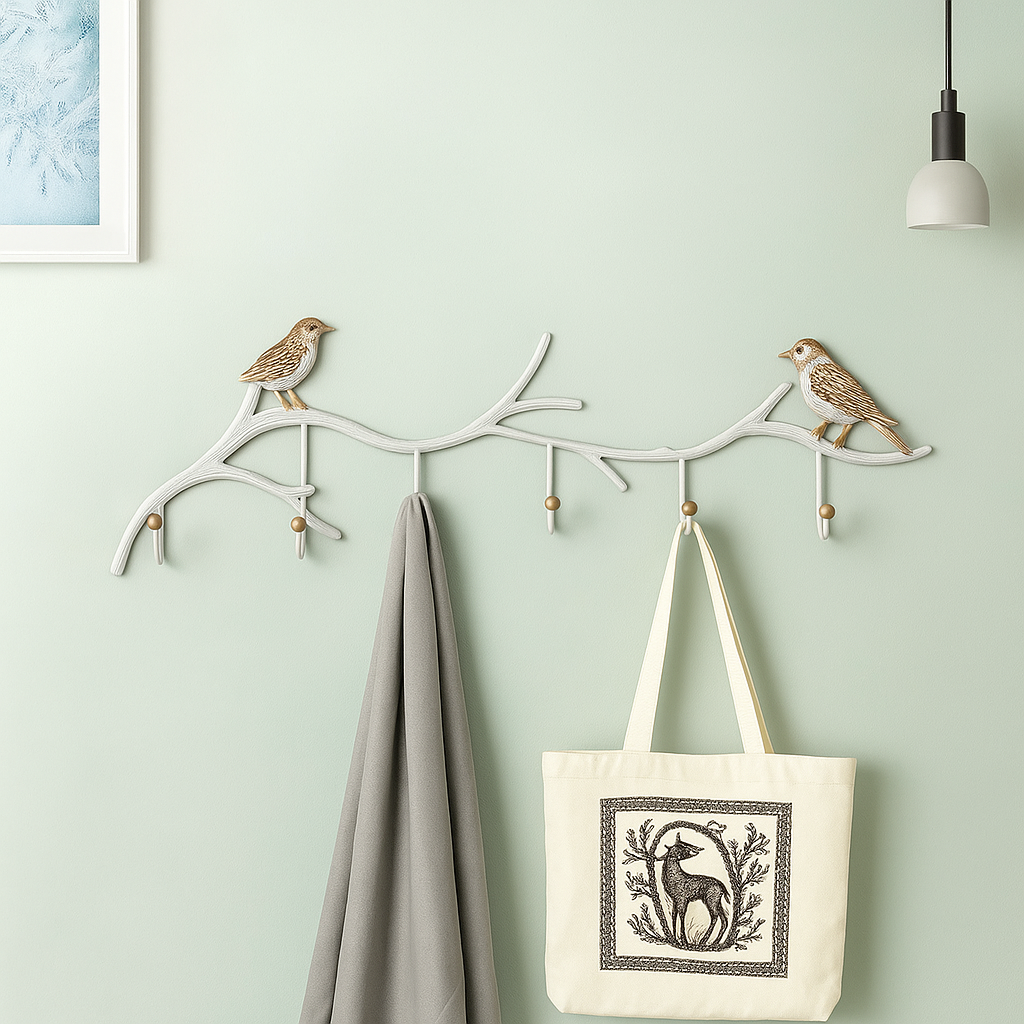 Porte-manteau décoratif - Style nature (Blanc)