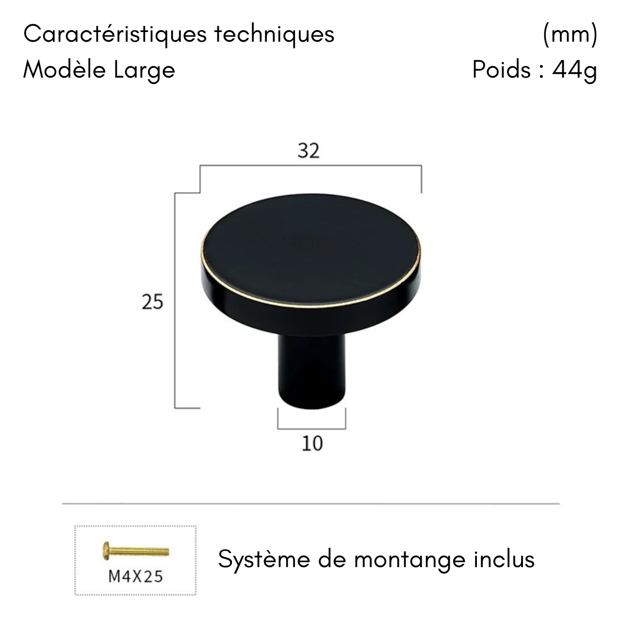 Patère murale laiton - Style classique (lot de x4)