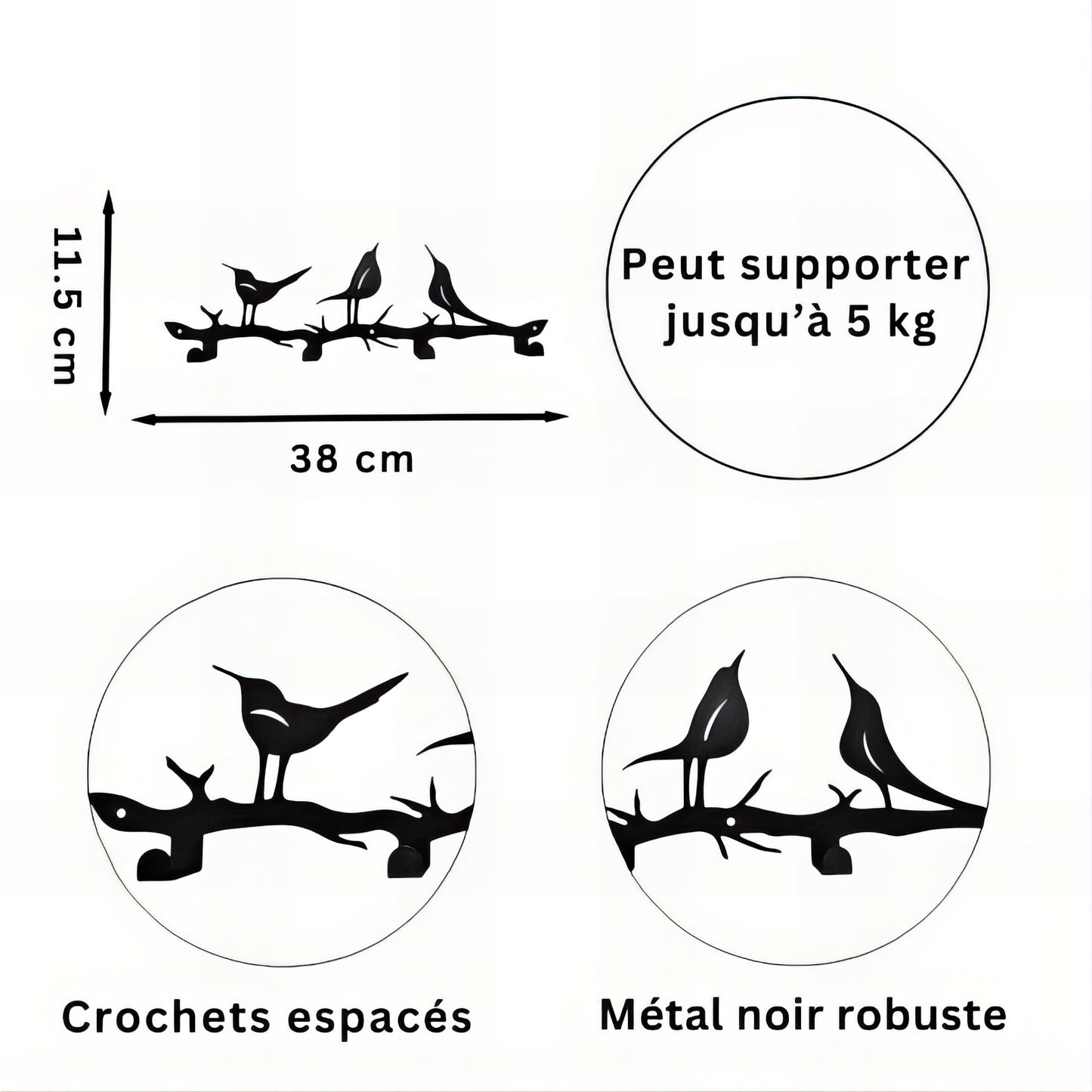 Porte-manteau décoratif - Style oiseaux chantants