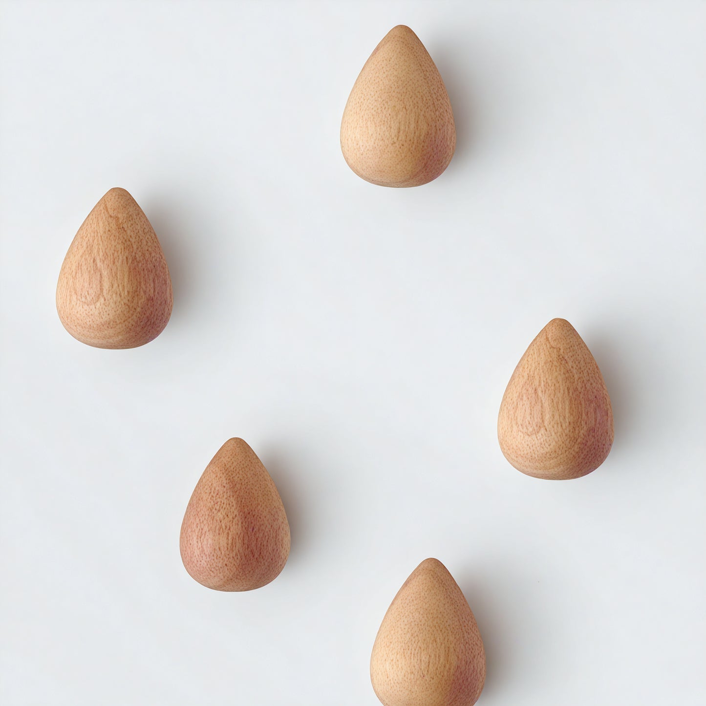 Patère individuelle en bois brut - Style goutte (Lot x4)