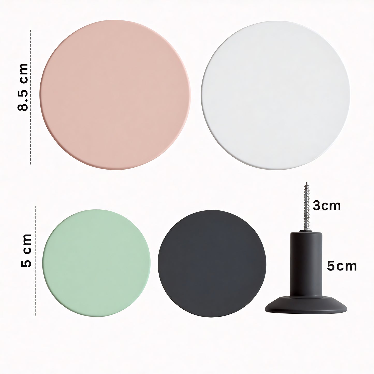 Patère individuelle multicolore - Style rond & asymétrique (Lot x4)
