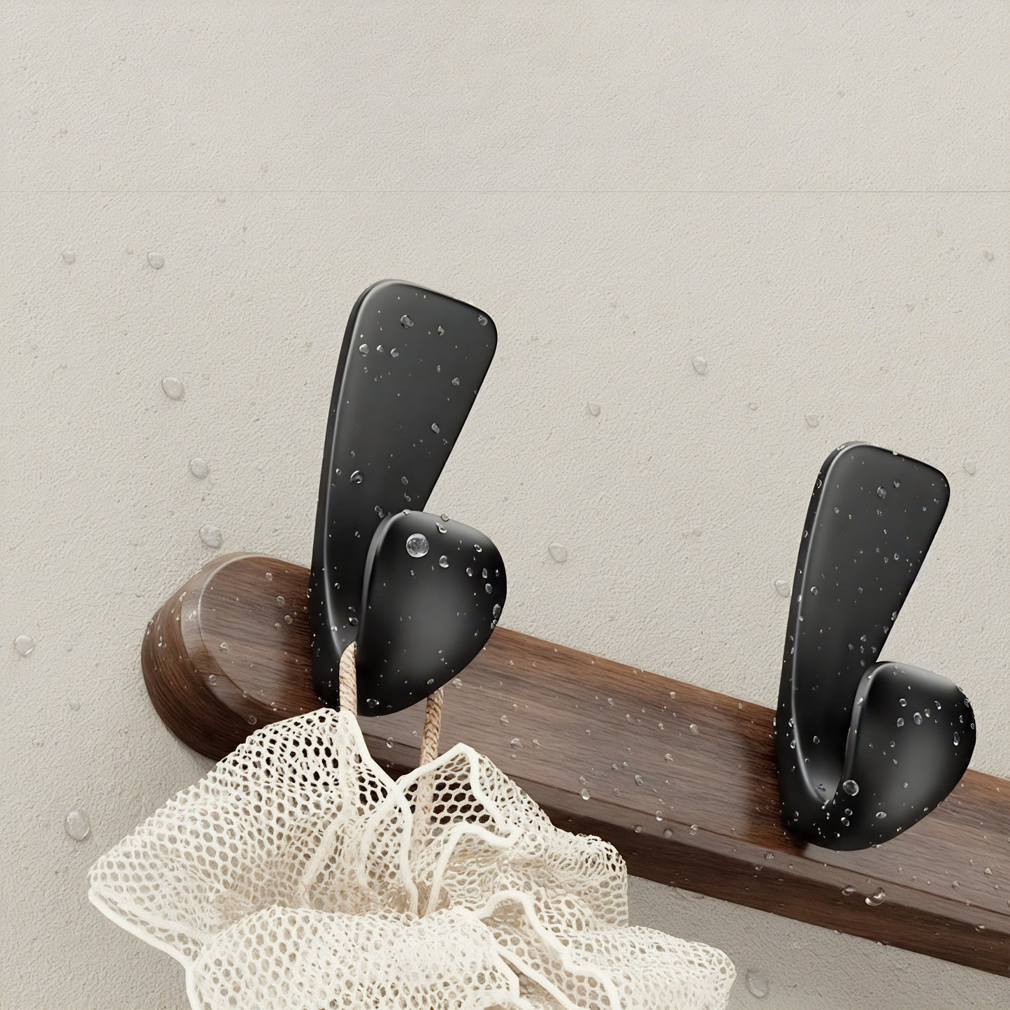 Porte-manteau en bois vernis et noir - Style industriel