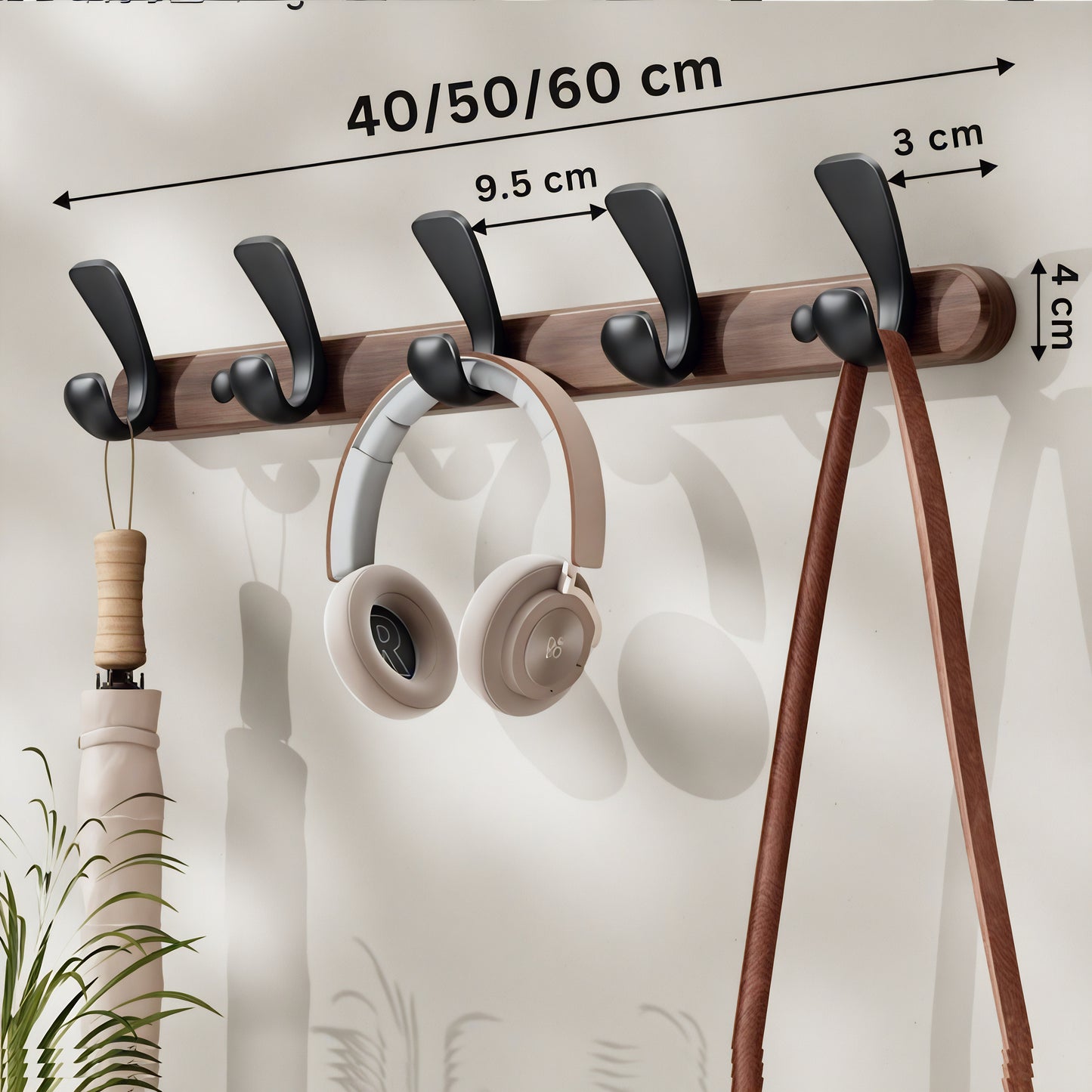 Porte-manteau en bois vernis et noir - Style industriel