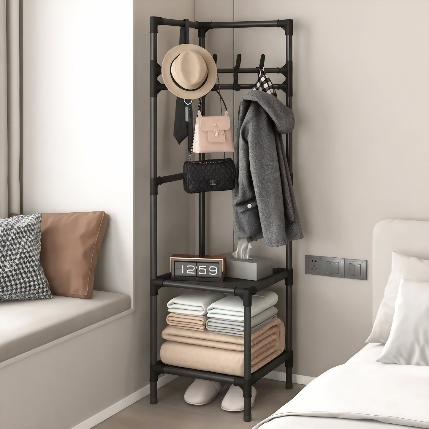 Meuble porte-manteau et chaussure - Style angulaire