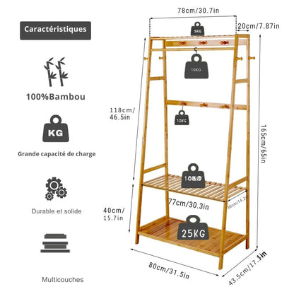 Meuble porte-manteau et chaussure - Style bambou Zen