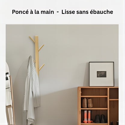 Porte-manteau mural en bois - Style vertical à branche