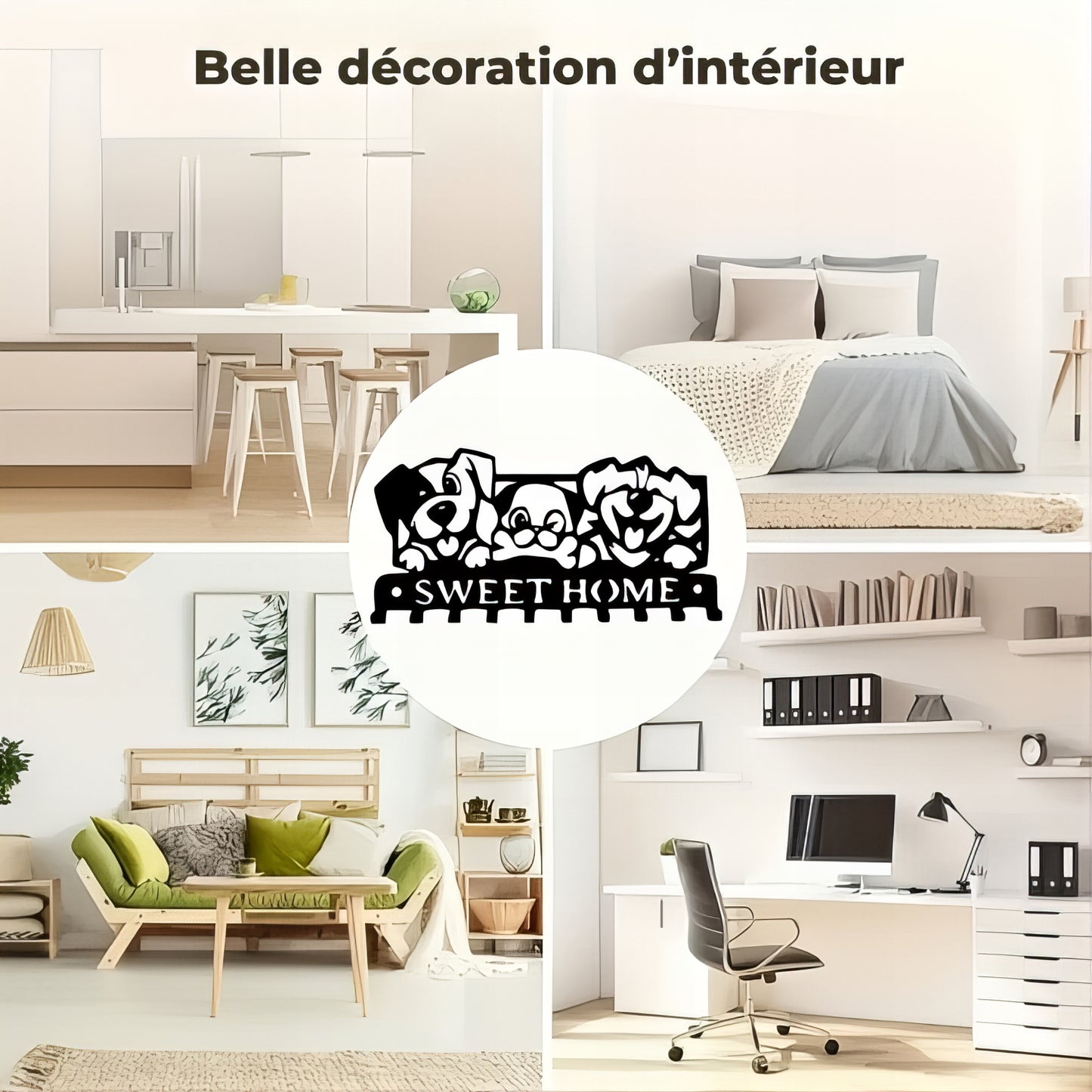 Porte-manteau & clés mural - Style chiens heureux