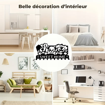 Porte-manteau & clés mural - Style chiens heureux