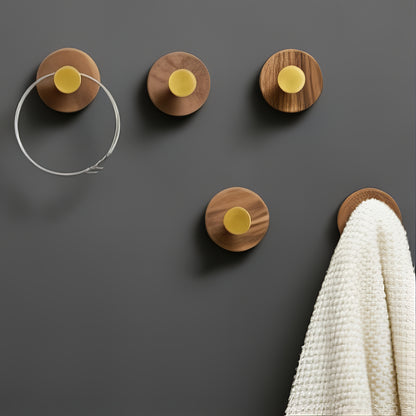 Petit Crochet Mural en Bois Rond