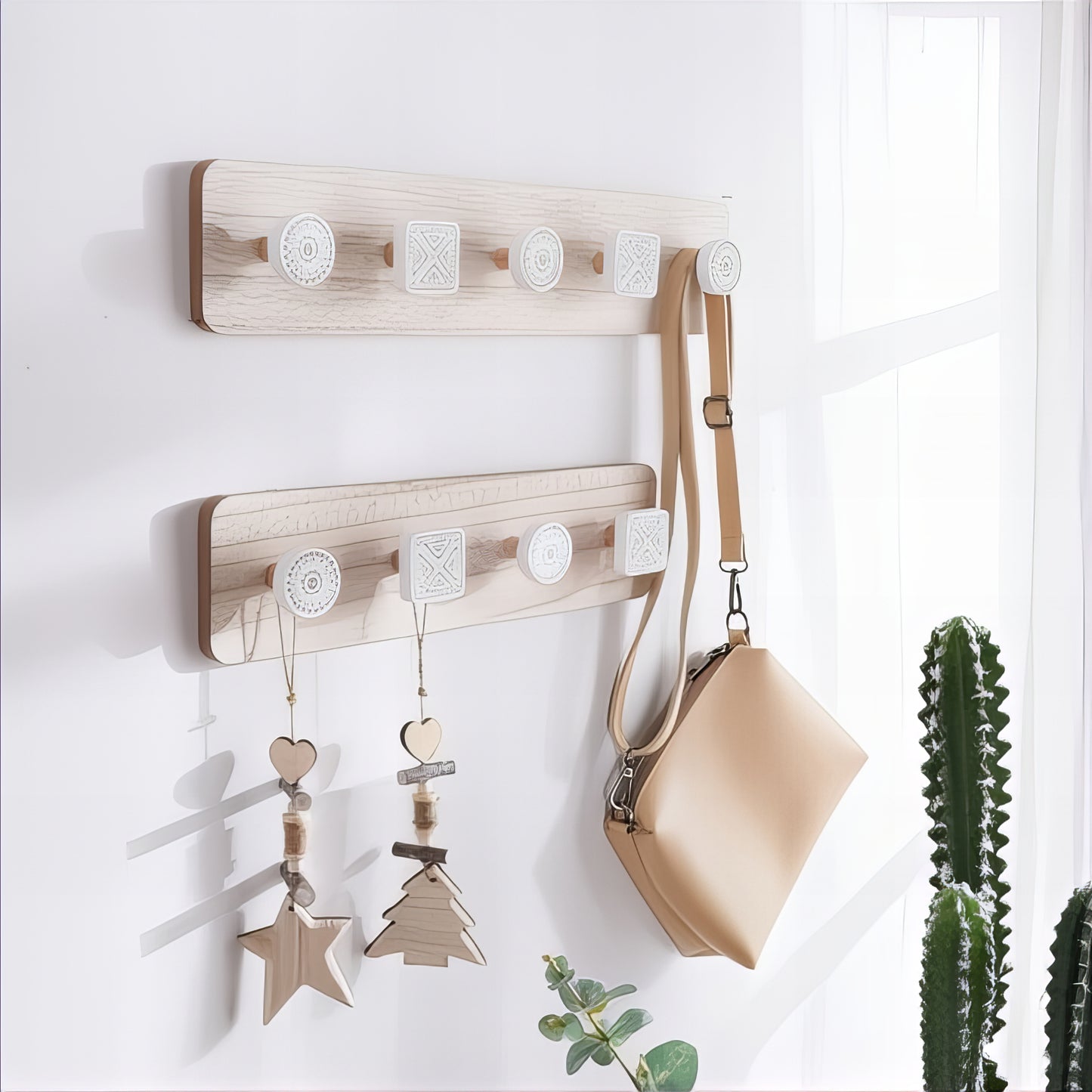 Porte-Manteau Mural en Bois Style Scandinave