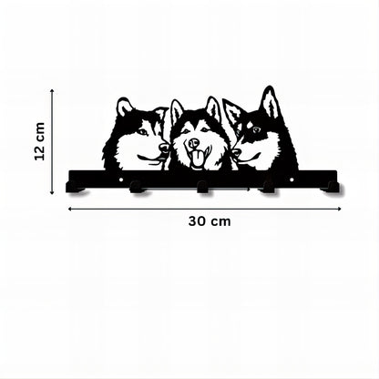 Porte-manteau mural & clés - Style chiens Husky