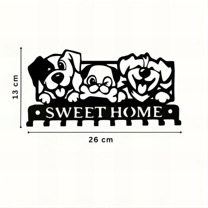 Porte-manteau & clés mural - Style chiens heureux