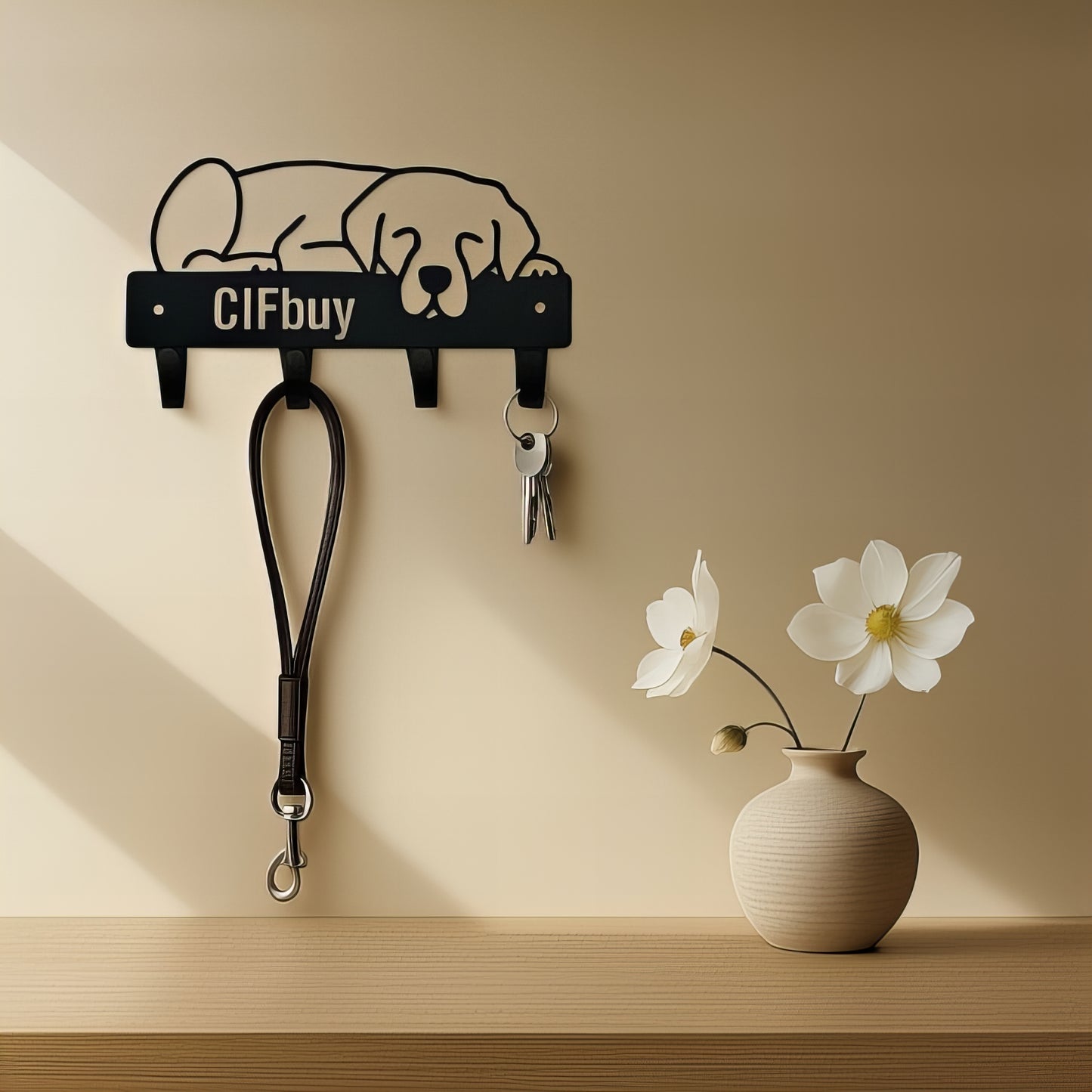 Porte-manteau mural & clés - Style chien Zen