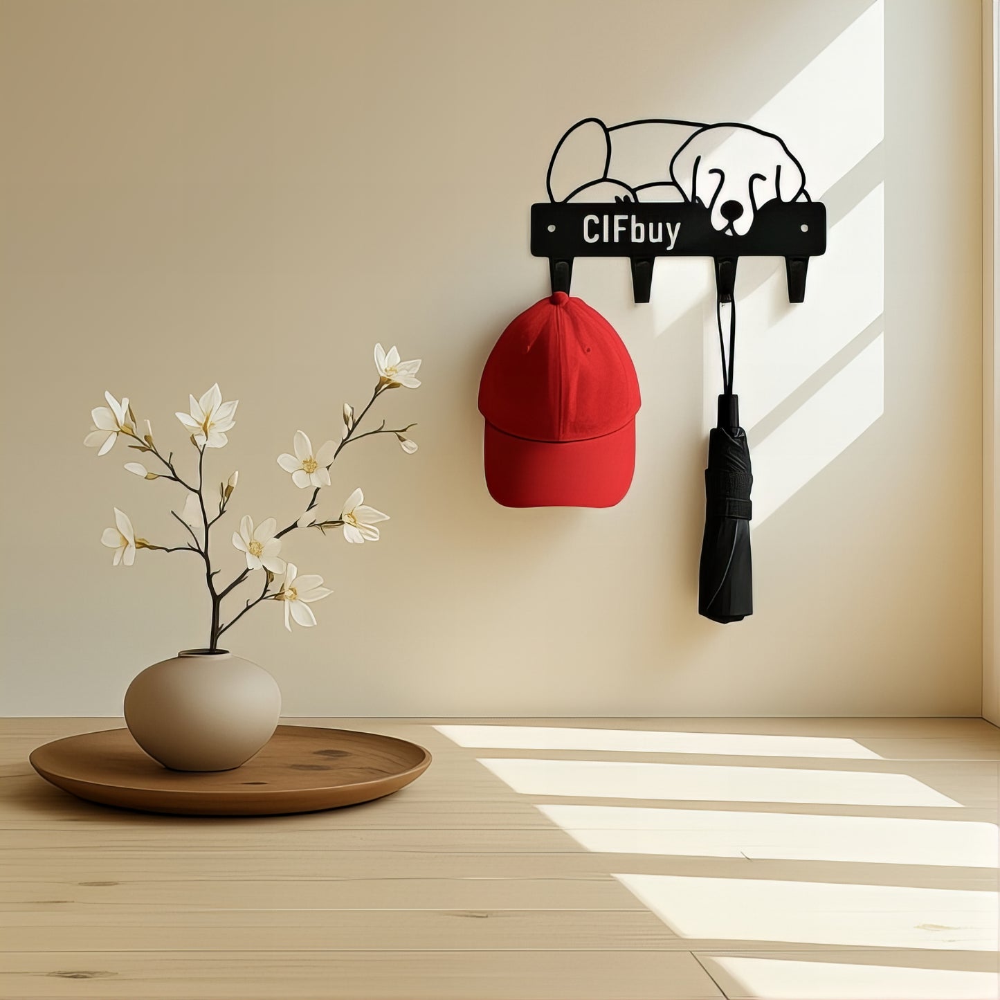 Porte-manteau mural & clés - Style chien Zen