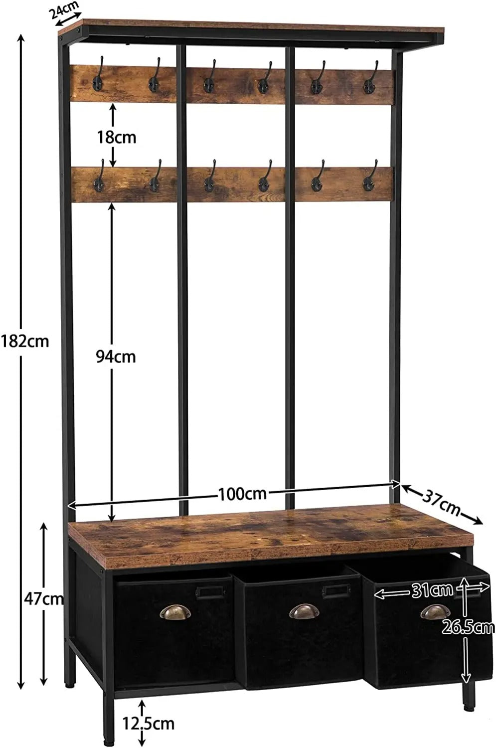 Meuble porte-manteau et chaussure - Style rustique