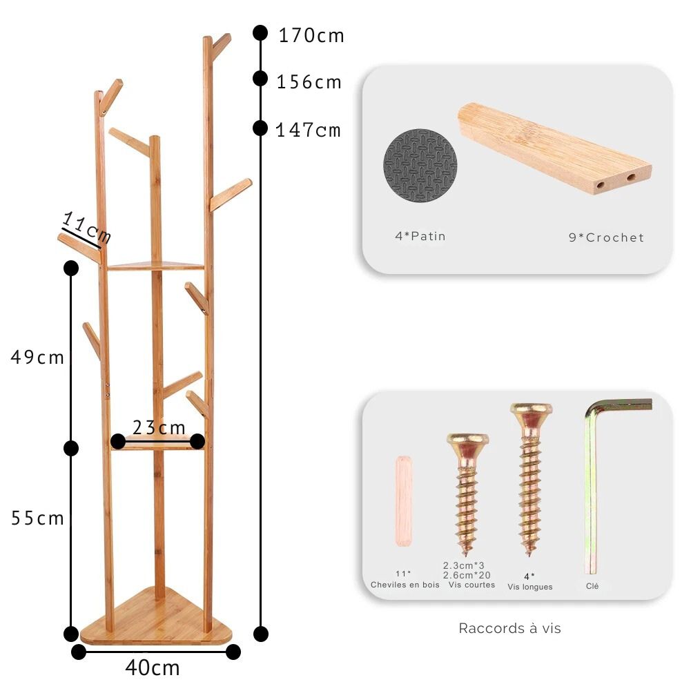 Porte-manteau sur pied - Style bambou – Image 6
