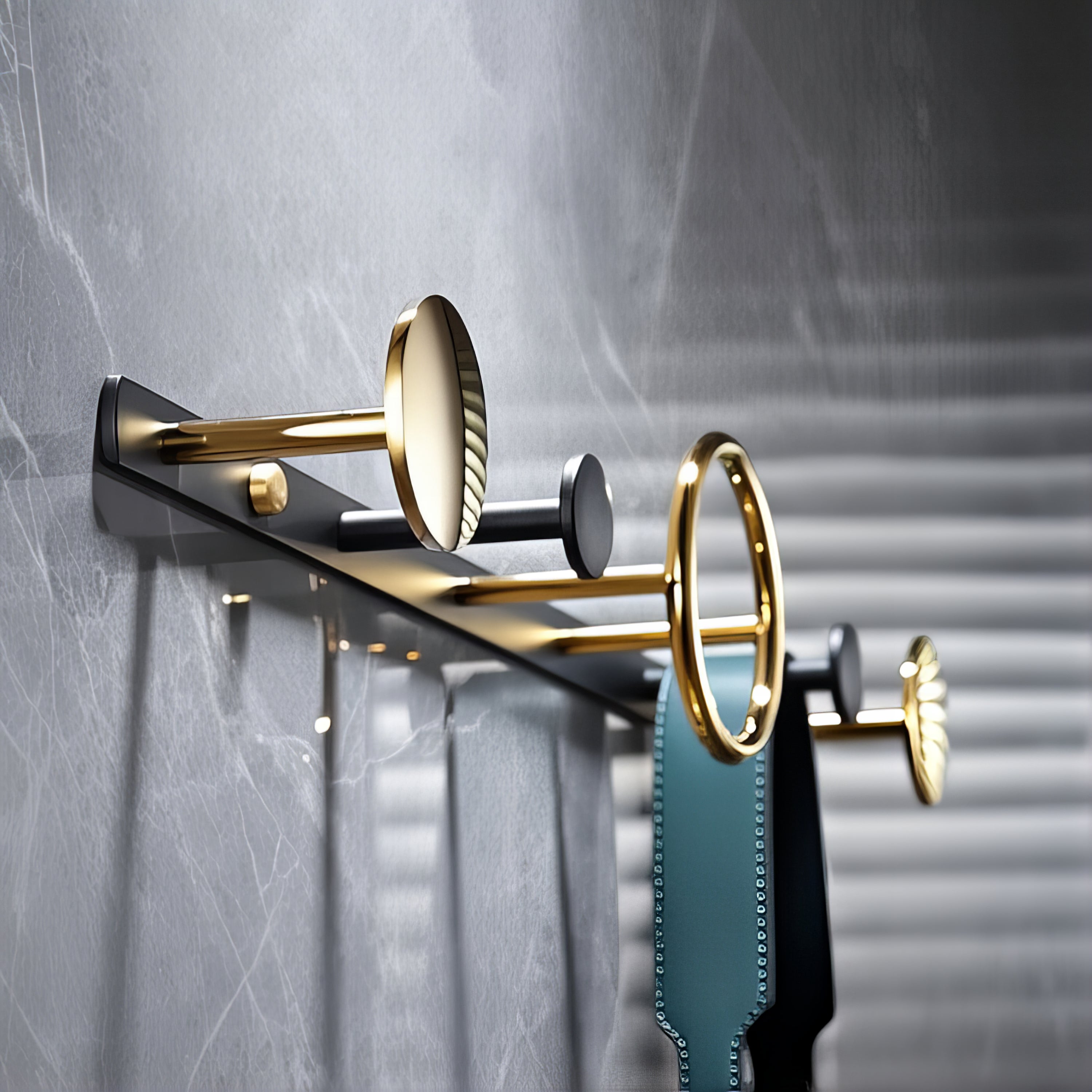 Patère Murale Anneaux Dorés et Chromés – Image 4